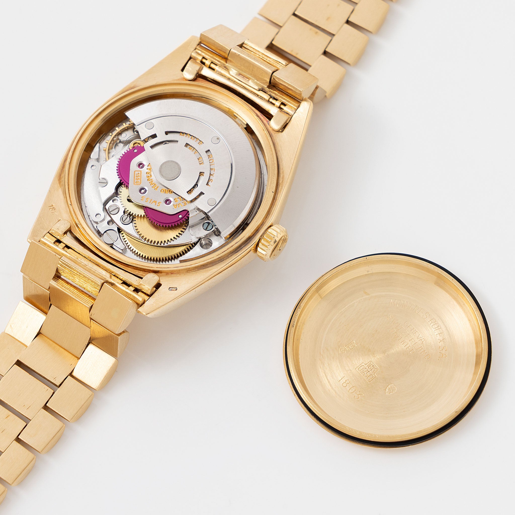 Rolex Day-Date 1807 Linen Sigma Dial Bark Finish in 18k Yellow Gold