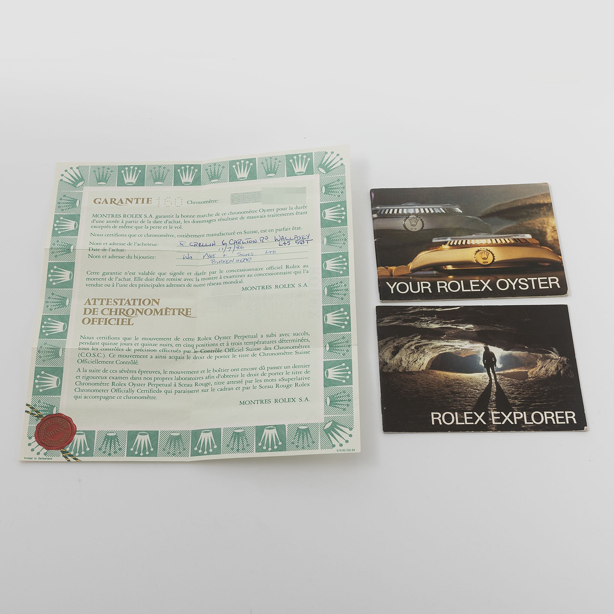 Rolex Explorer 1016 MK5 Dial Box and Paper Set