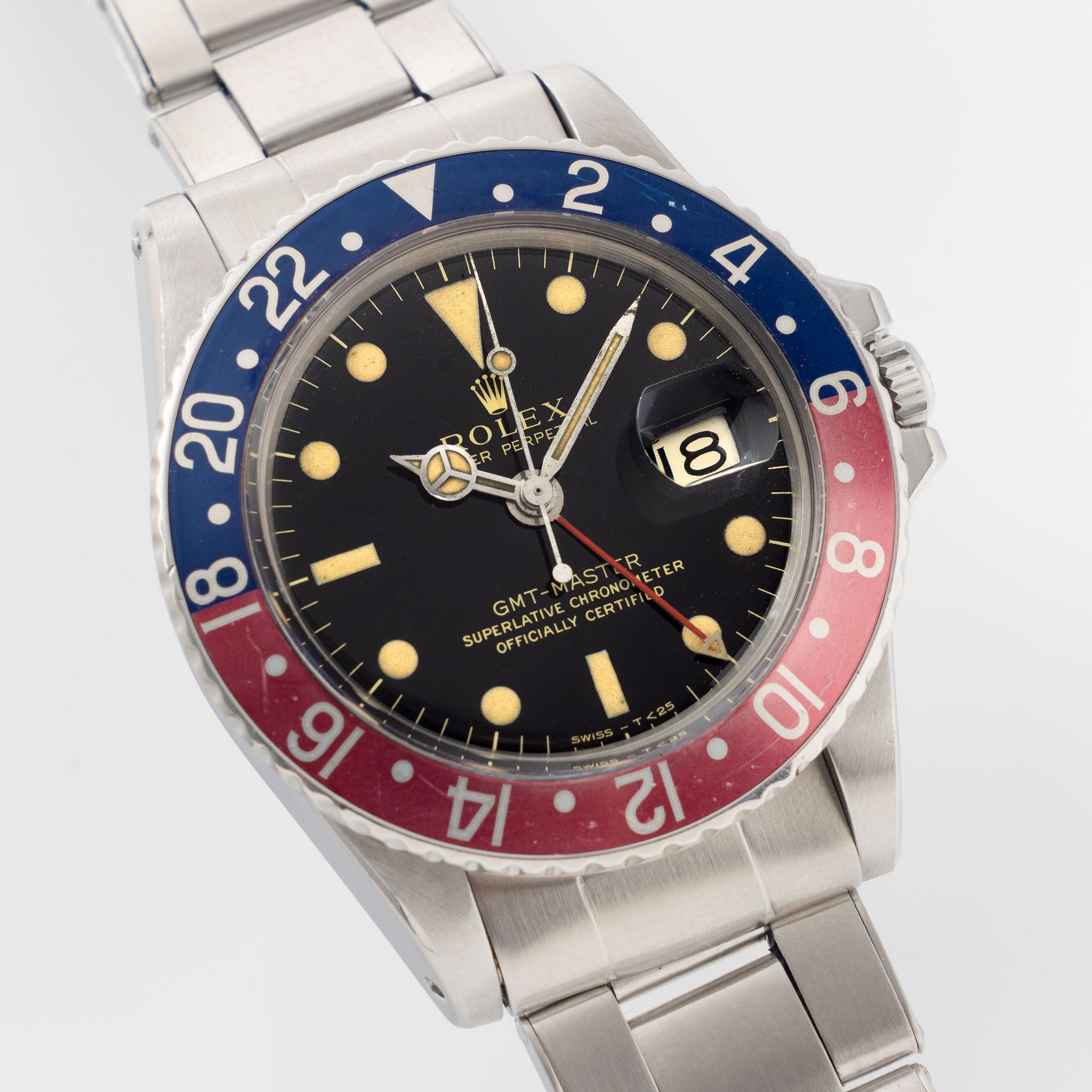 Rolex GMT-Master 1675 Super Glossy Gilt Dial with Original Punched Papers Box and Rolex Service Card