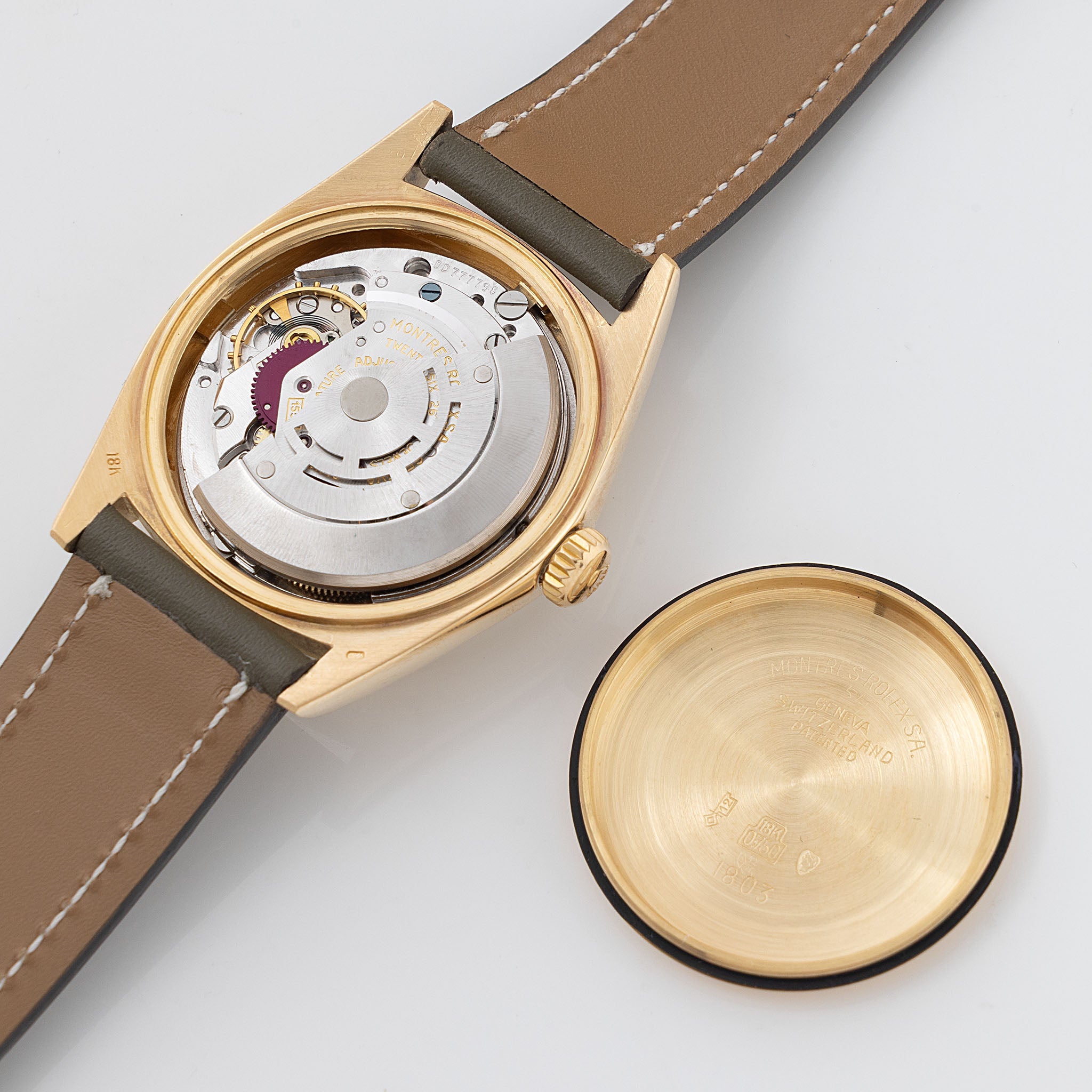 Rolex Day-Date 1807 Bark Finish Champagne Dial in 18k Yellow Gold Box and Paper Set