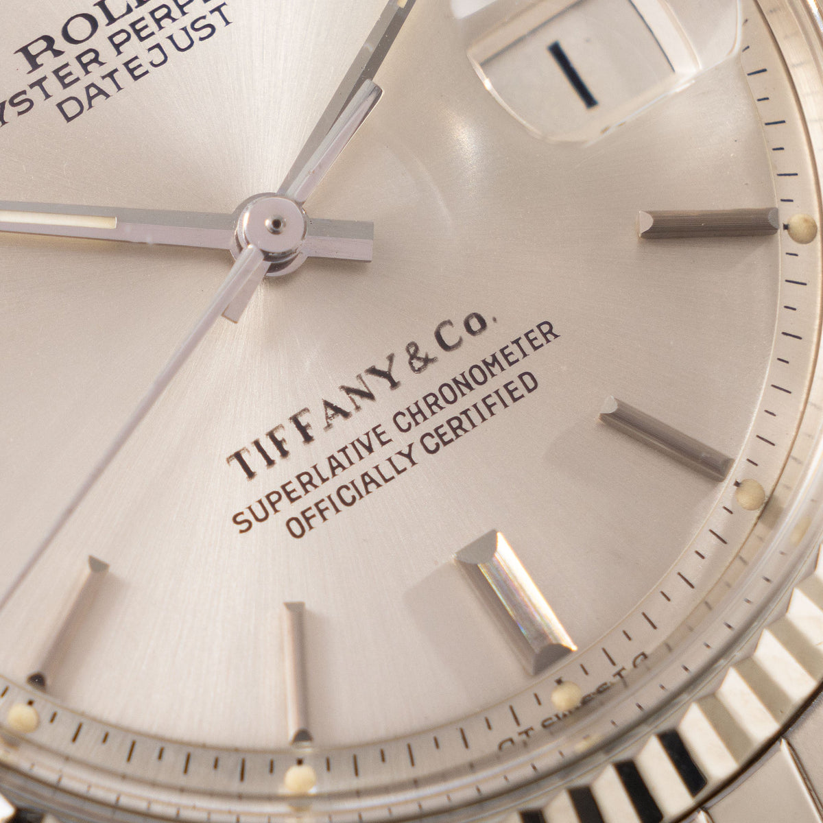 Rolex Datejust 1601 Tiffany & Co signed Silver Sigma Dial
