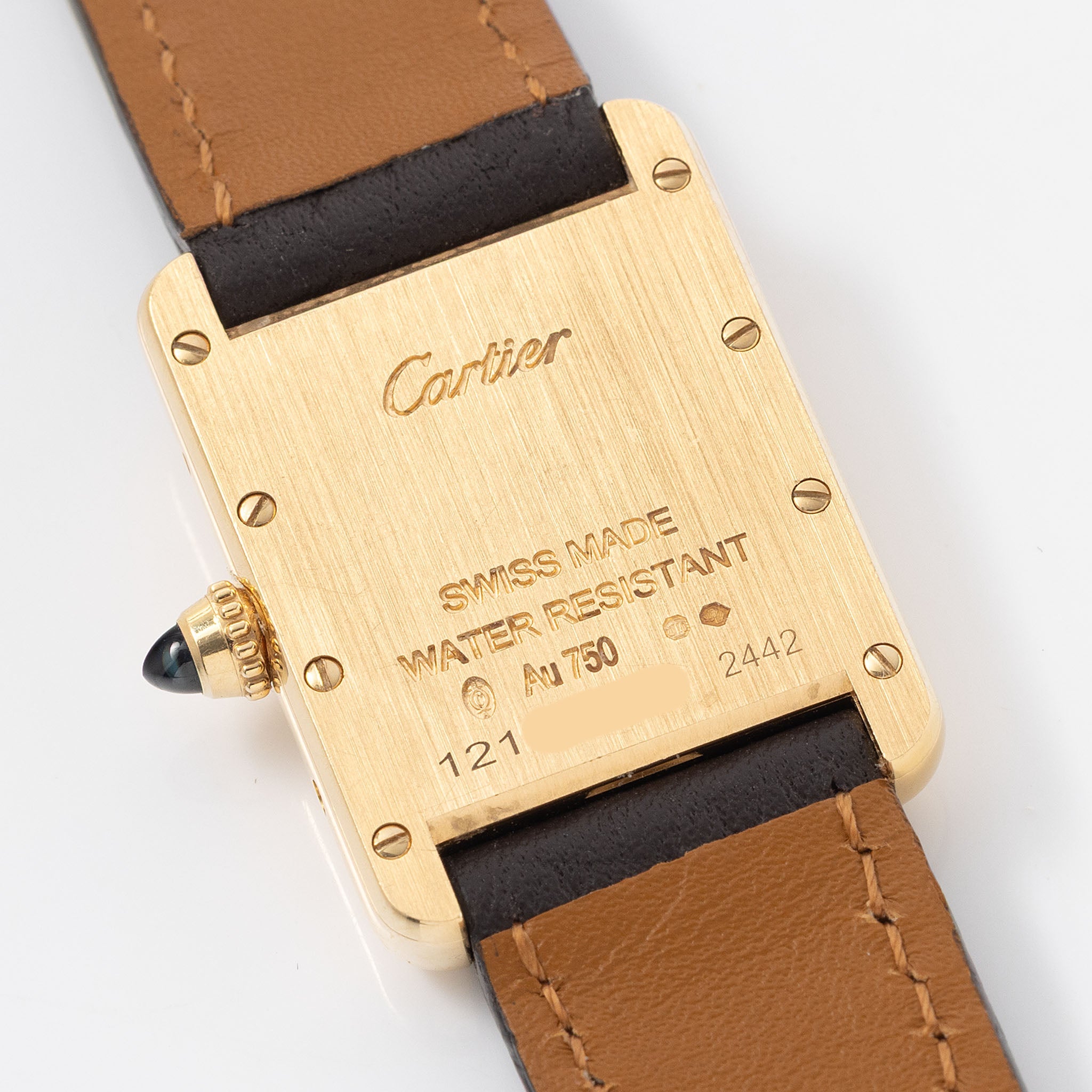 Cartier Tank in 18 k yellow gold white dial ref 2442