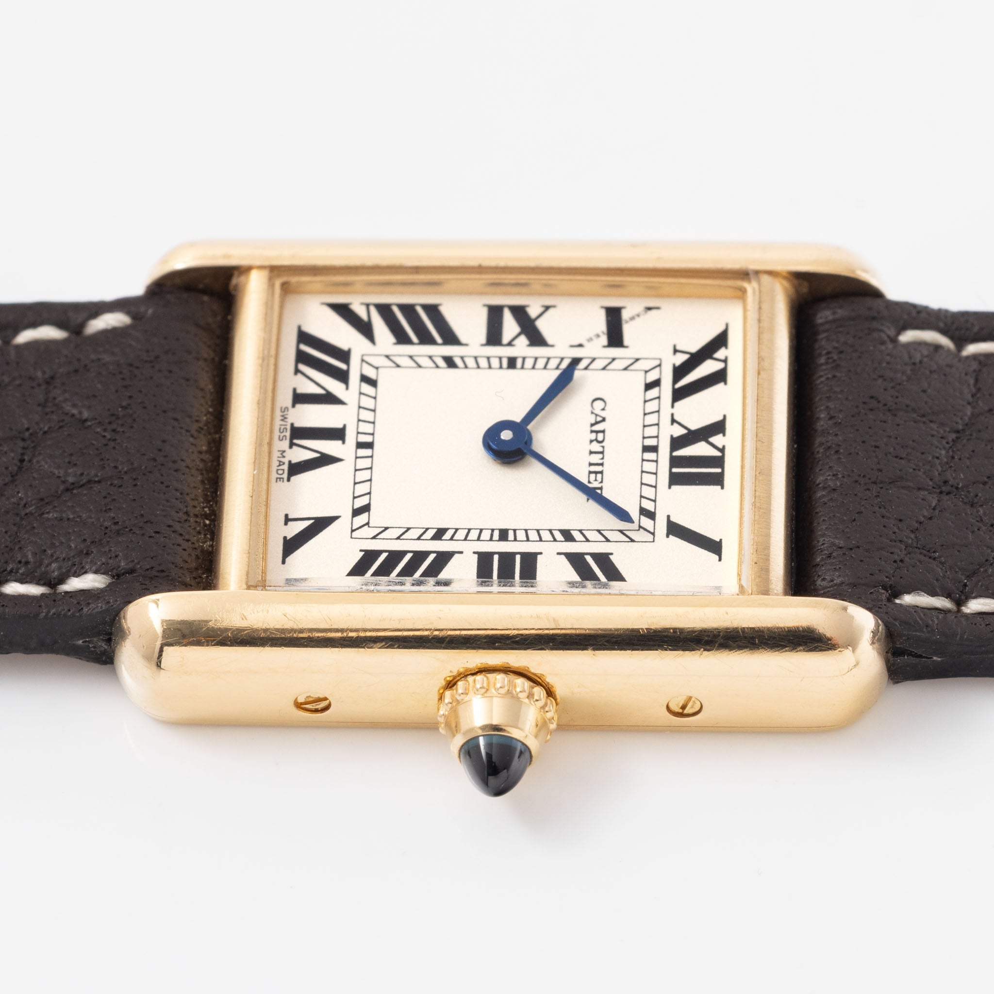 Cartier Tank in 18 k yellow gold white dial ref 2442