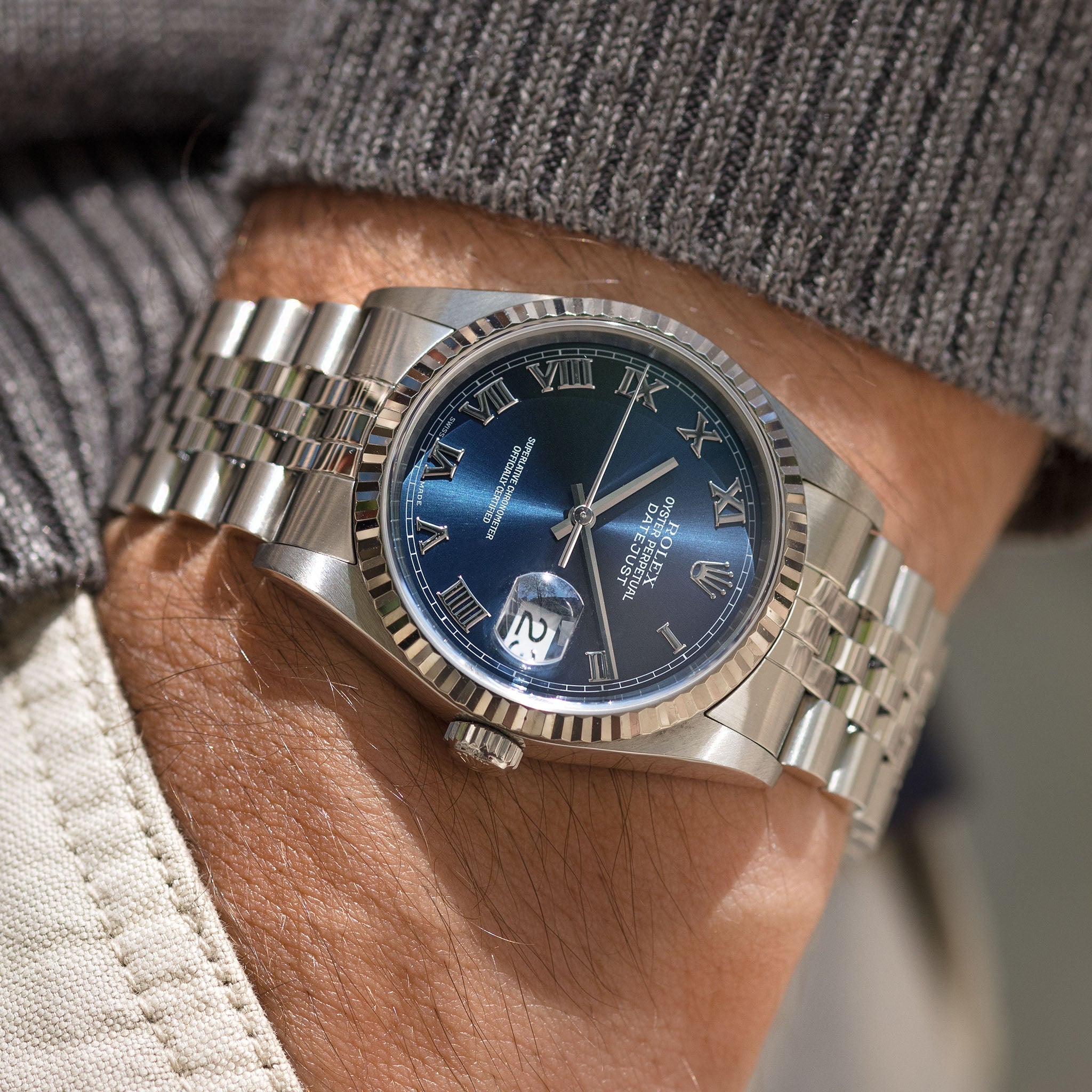 Rolex Datejust 16234 No-Lume Blue Roman Dial with Original Guarantee Paper