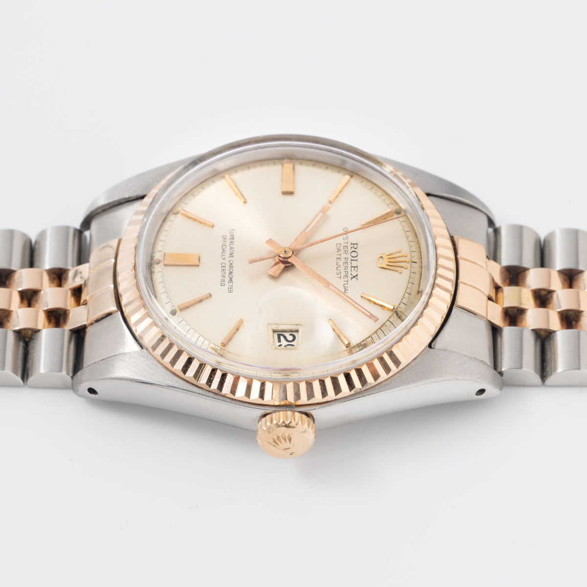 Rolex Datejust 1601 in Steel and Rose Gold Silver Dial