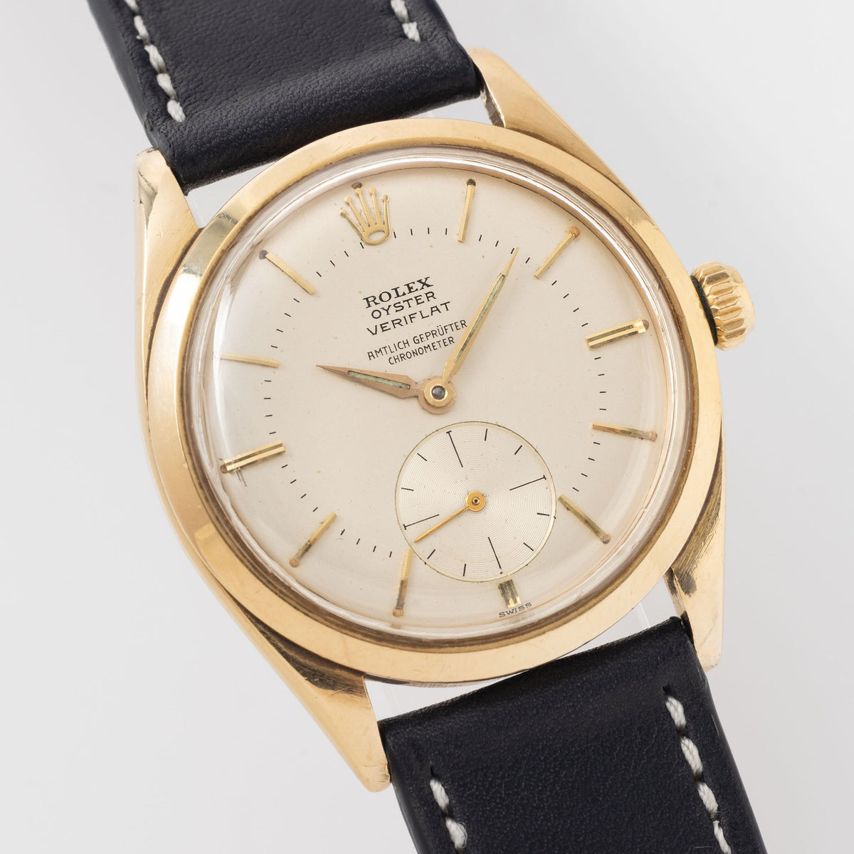 Rolex Oyster Veriflat Ref. 6512 Silver Dial "Amtlich Geprüfter Chronometer” in 18k Yellow Gold
