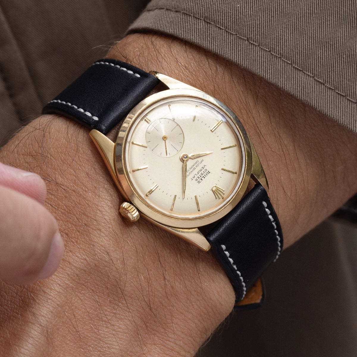 Rolex Oyster Veriflat Ref. 6512 Silver Dial "Amtlich Geprüfter Chronometer” in 18k Yellow Gold
