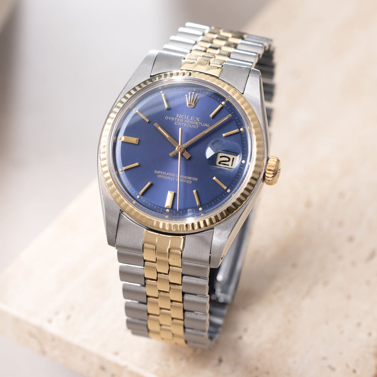 Rolex Datejust 1601/3 Blue Sigma Dial in Steel and Yellow Gold