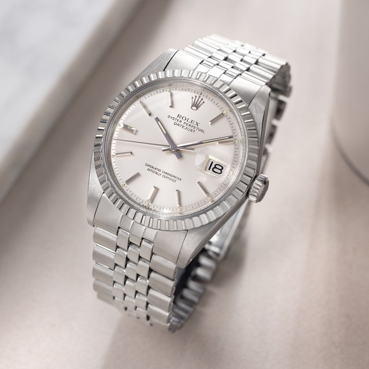 Rolex Datejust Ref. 1603 - Silver Soleil Dial, Box & Original Papers