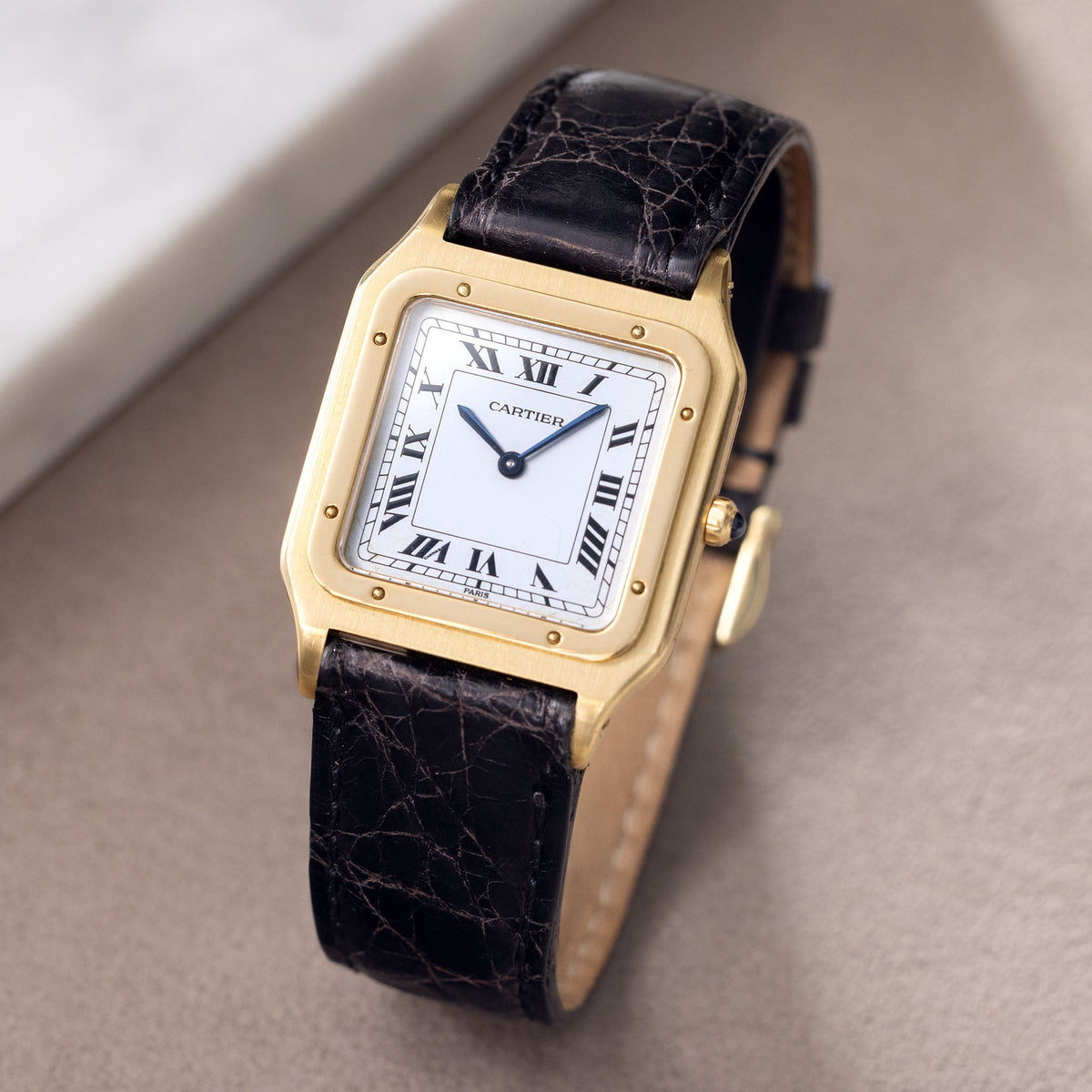 Cartier Santos Dumont Ultra-Thin in 18kt Yellow Gold ref. 96054 Paris Dial