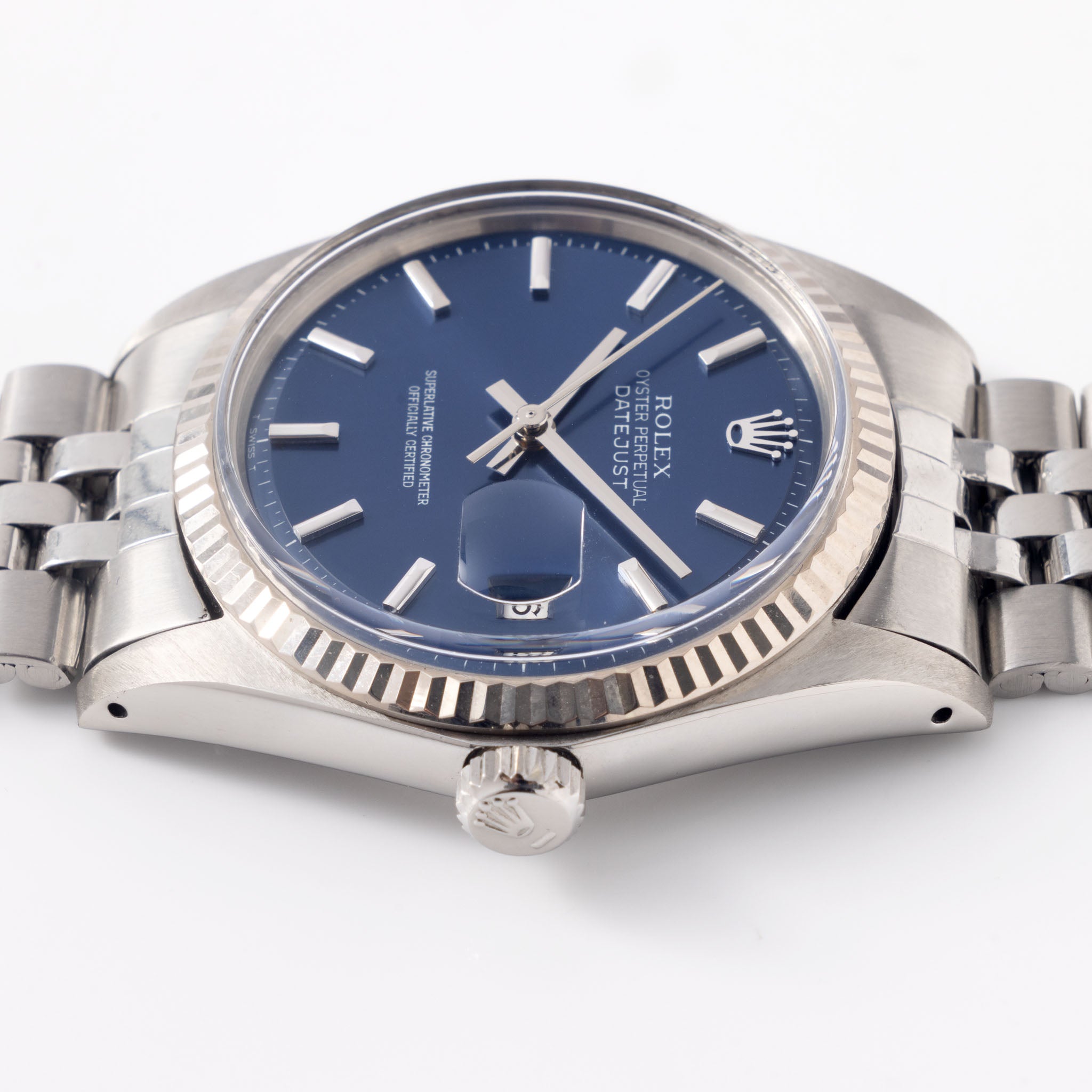 Rolex Datejust Blue No Lume Soleil Dial Ref 1601