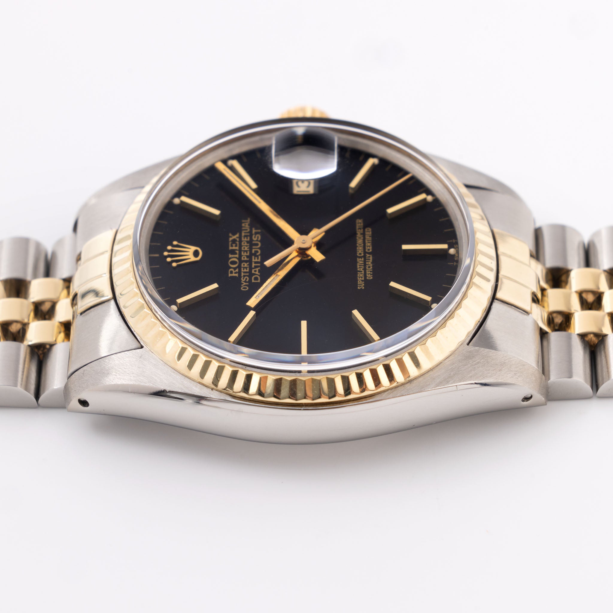 Rolex Datejust black dial steel and gold ref 16013 