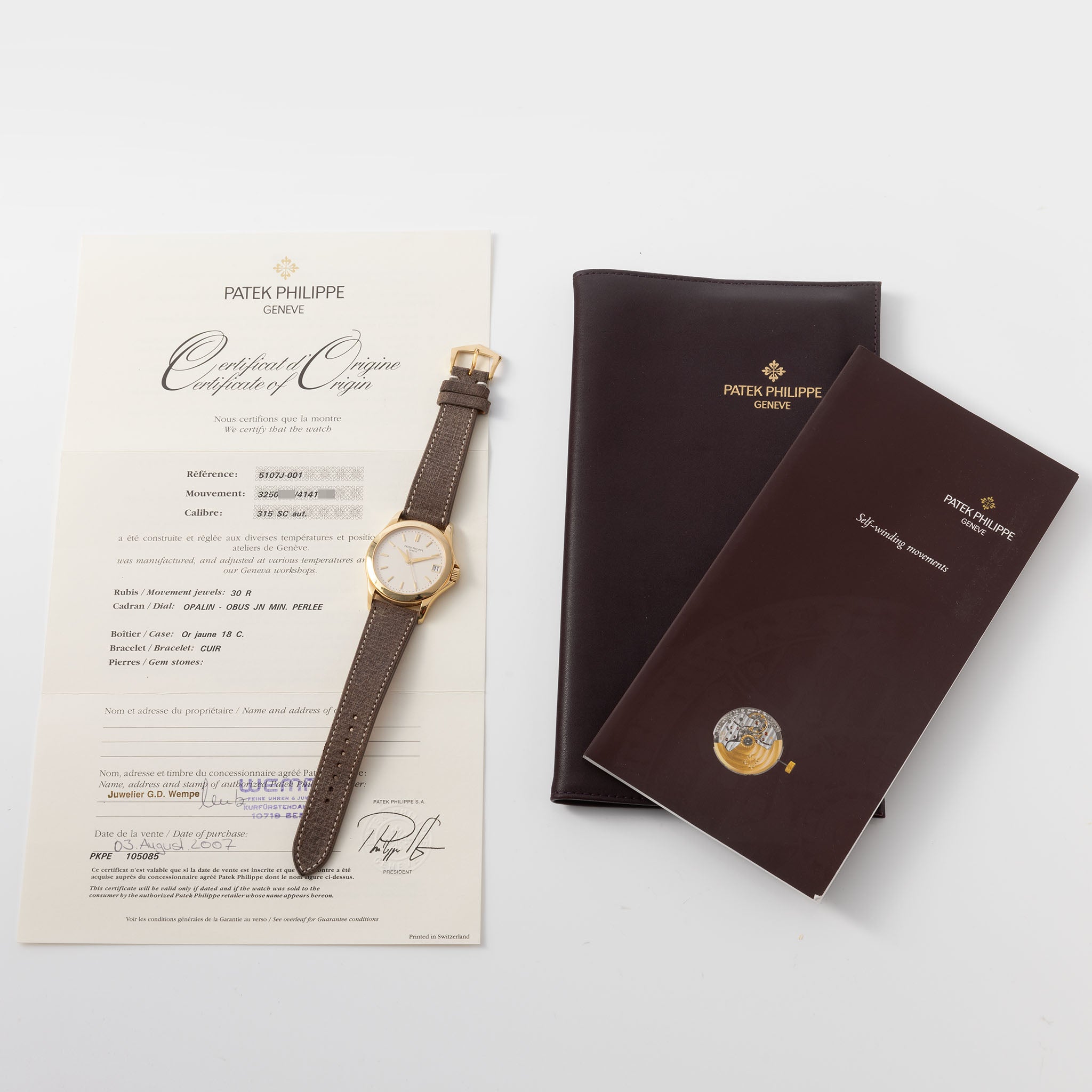 Patek Philippe Calatrava with Box and Papers Ref 5107J