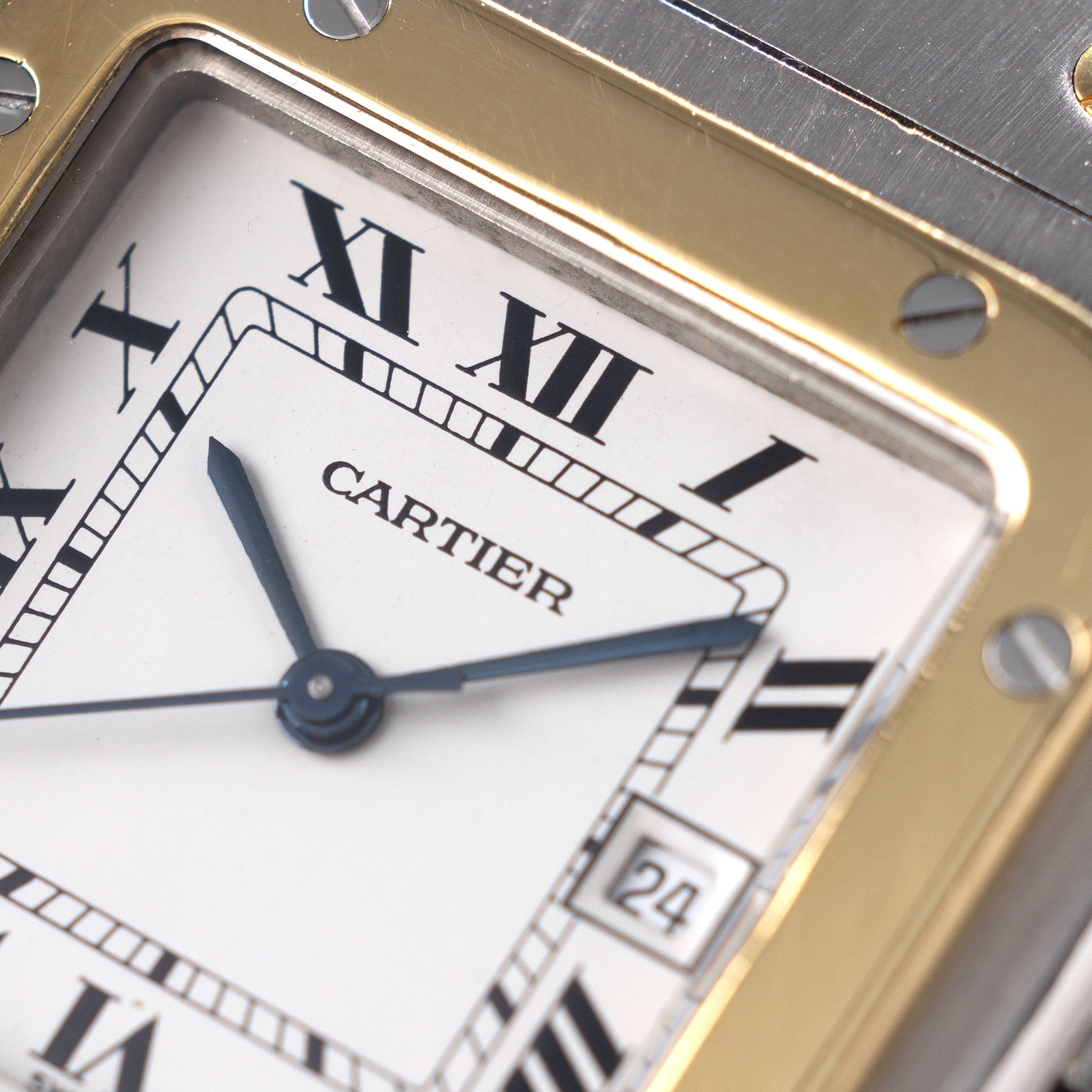 Cartier Santos Carree Steel and Gold White Dial Ref 2961