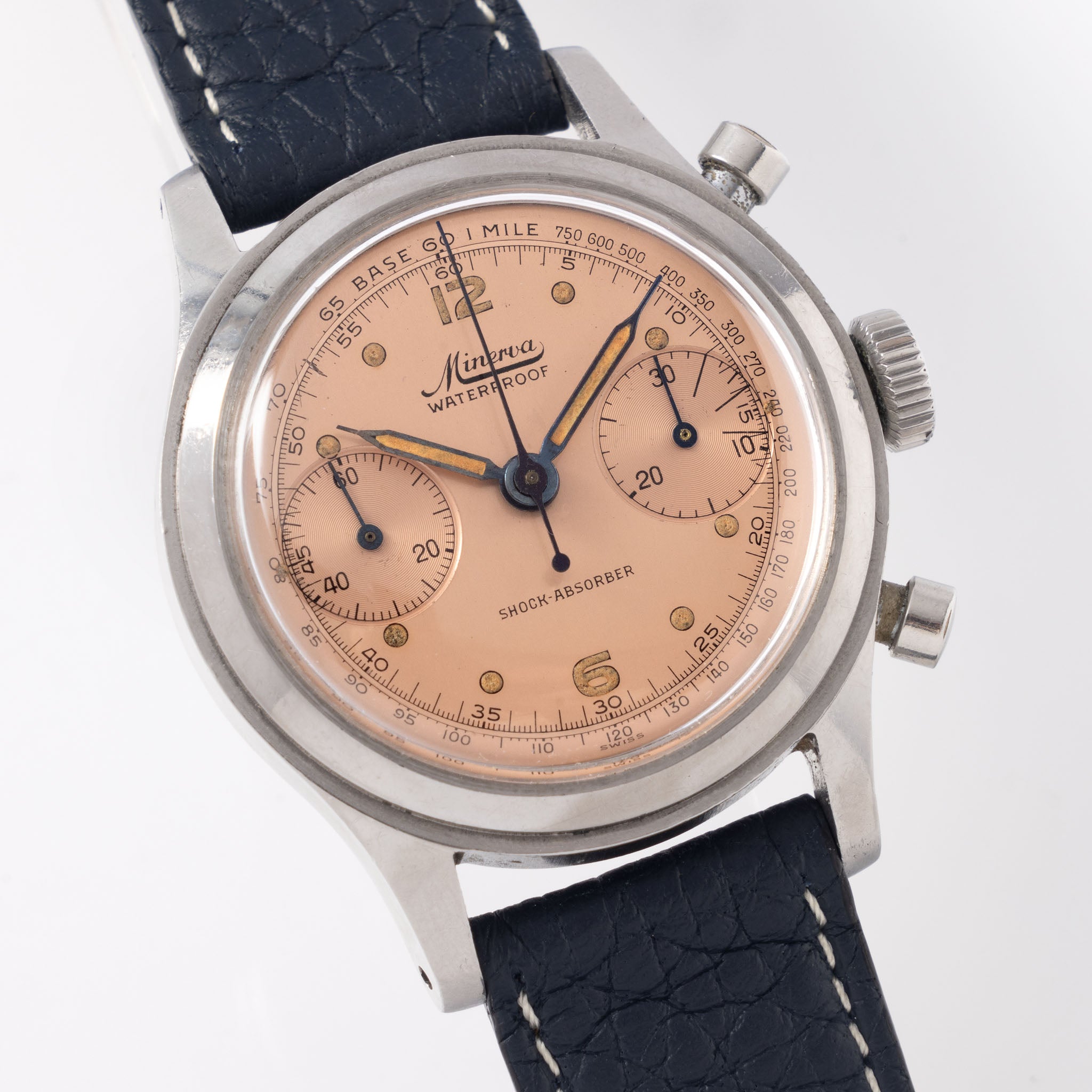 Minerva Chronograph Salmon Dial Cal 13-20ch Ref 1335