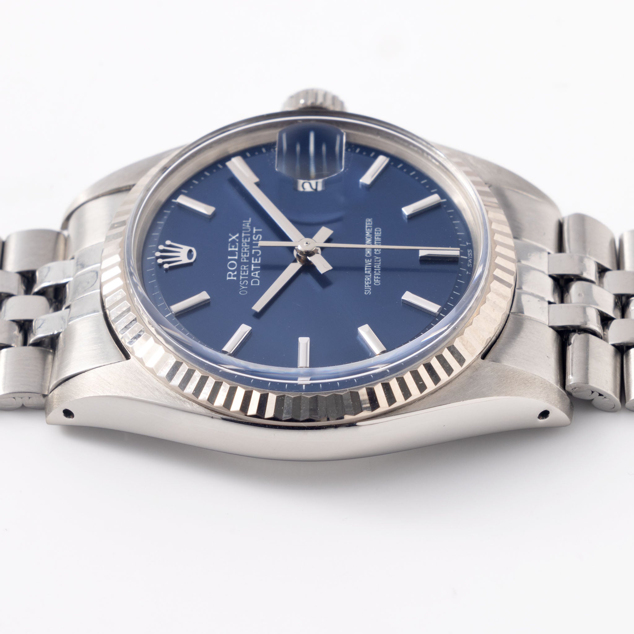 Rolex Datejust Blue No Lume Soleil Dial Ref 1601