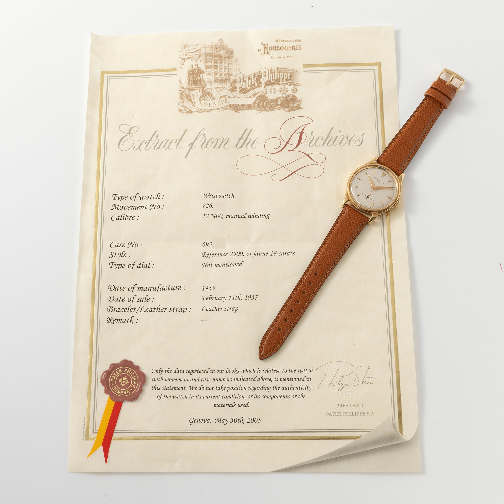 Patek Philippe Calatrava “Amagnetic” with Extract from the Archives Ref 2509