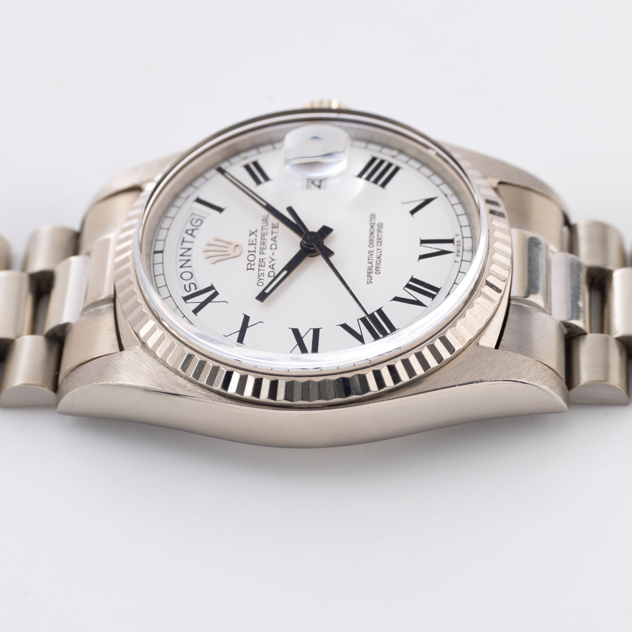 Rolex Day-Date White Gold Buckley Dial ref 1803