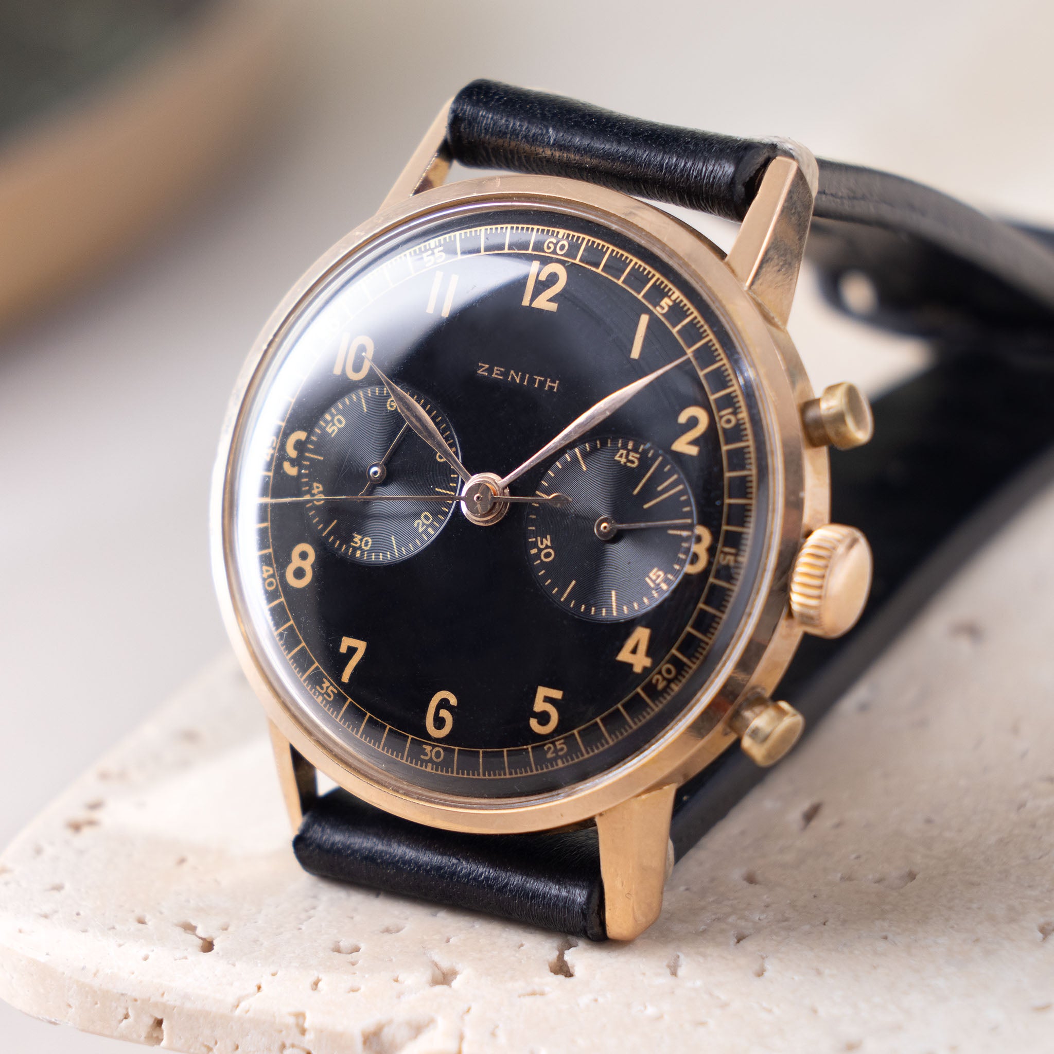 Zenith Chronograph 18k Pink Gold with Military provenance