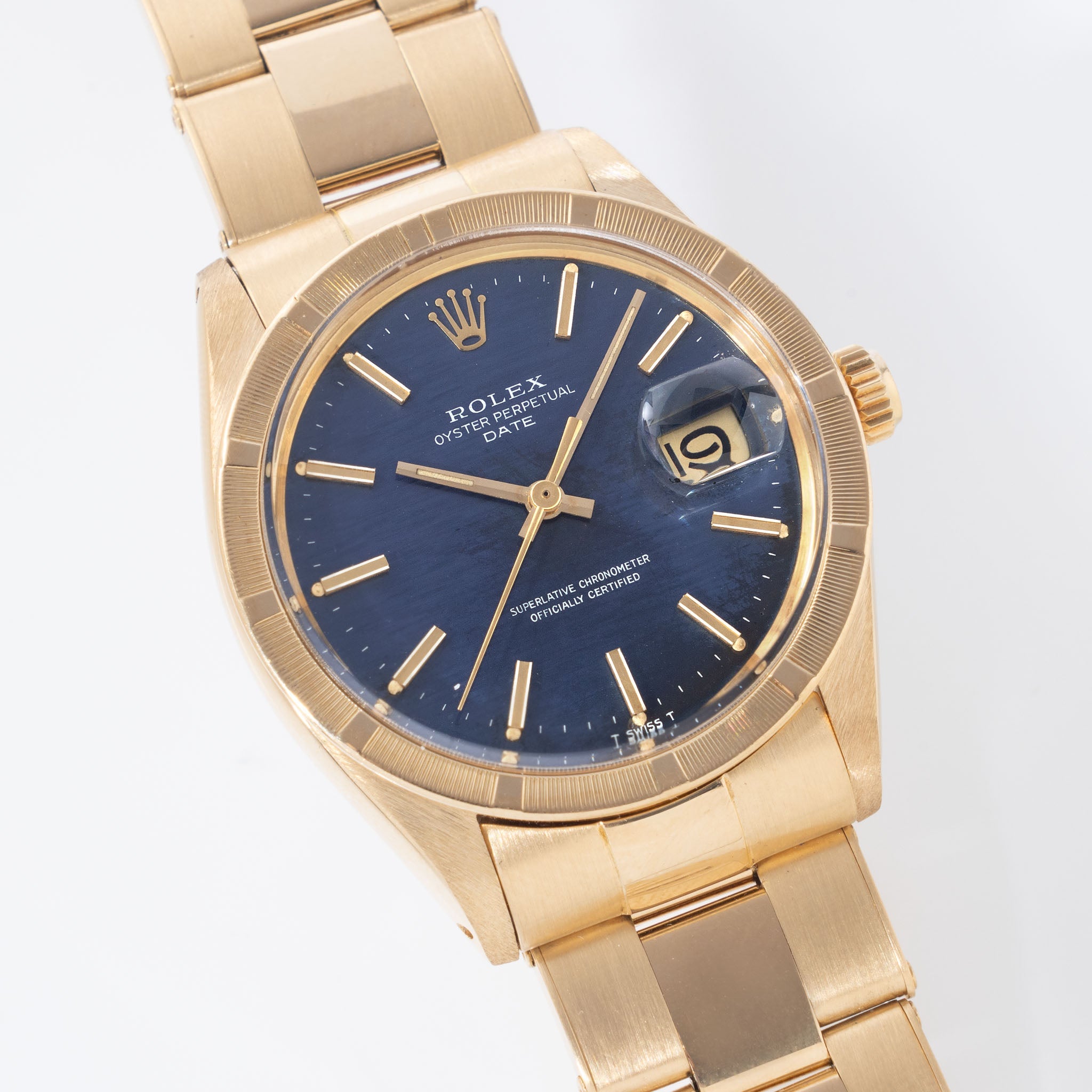 Rolex Oyster Perpetual Date in blue "Shantung "dail ref 1501/8