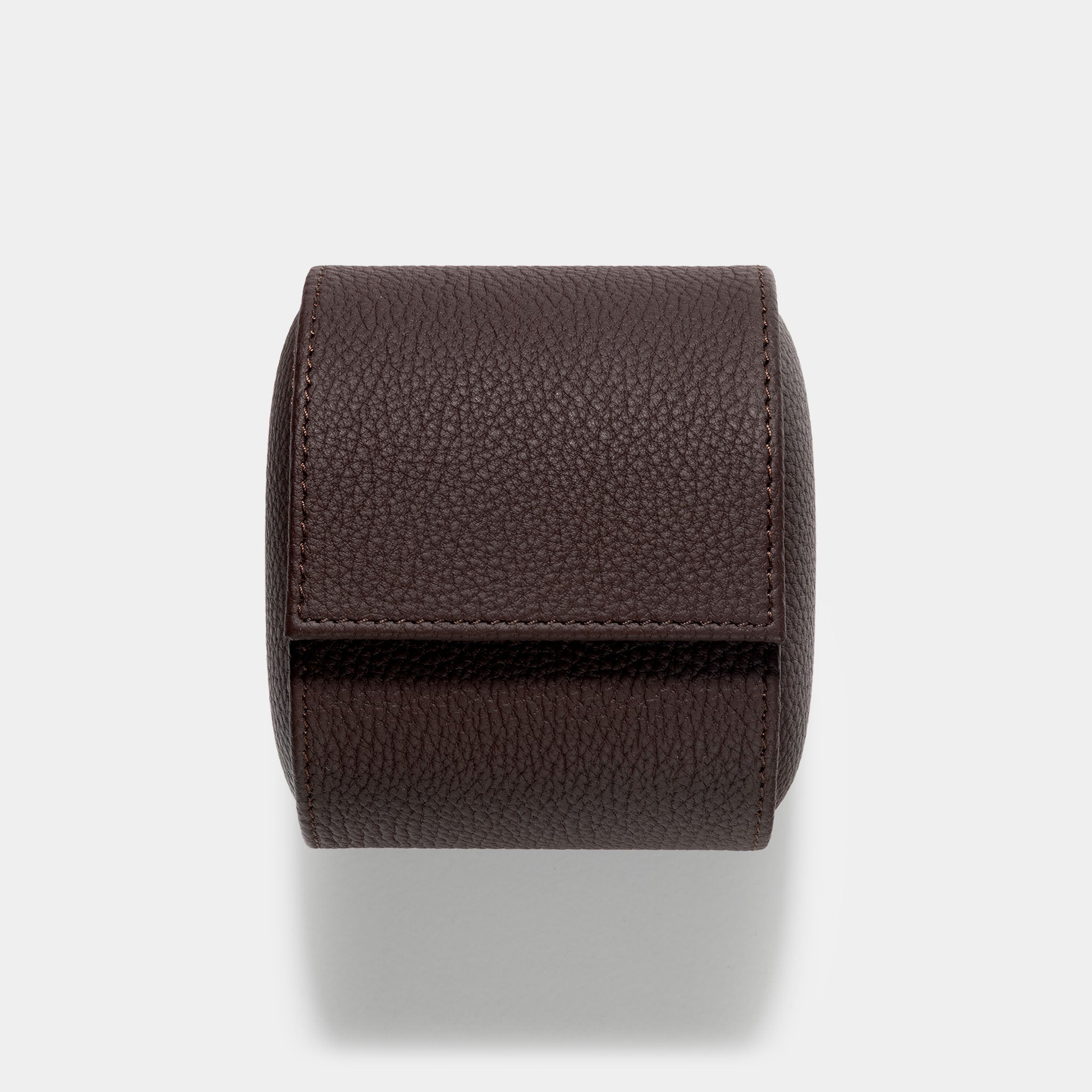 Oval Single Dark Brown Leather Watch Box