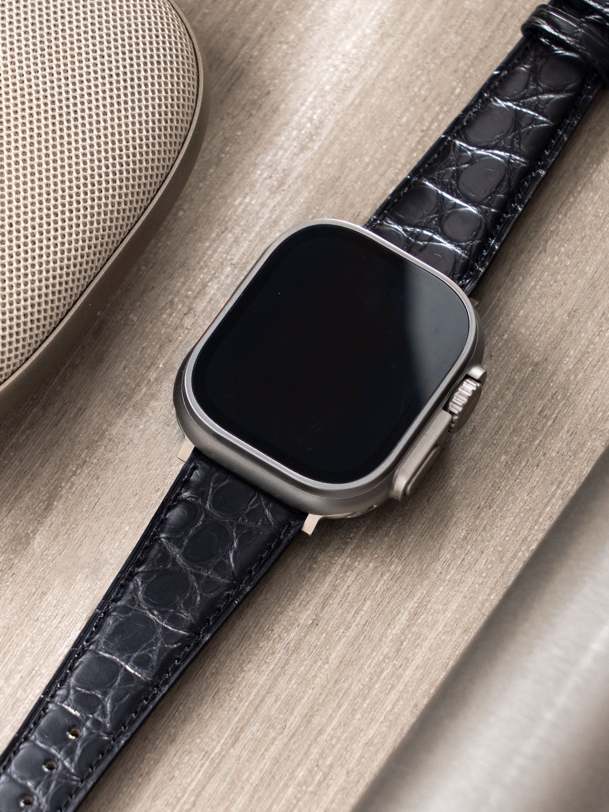 Strap for Apple Watch Ultra - Black Alligator Leather