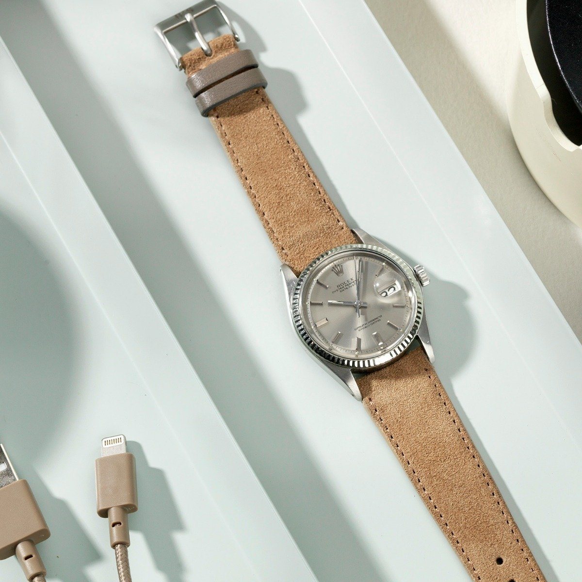 Refined Light Brown Suede Watch Strap