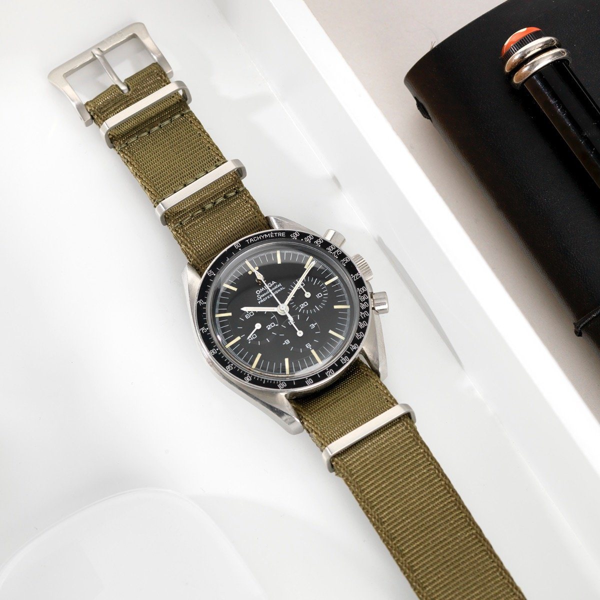 Deluxe Nylon Single Pass Watch Strap Olive Drab Green