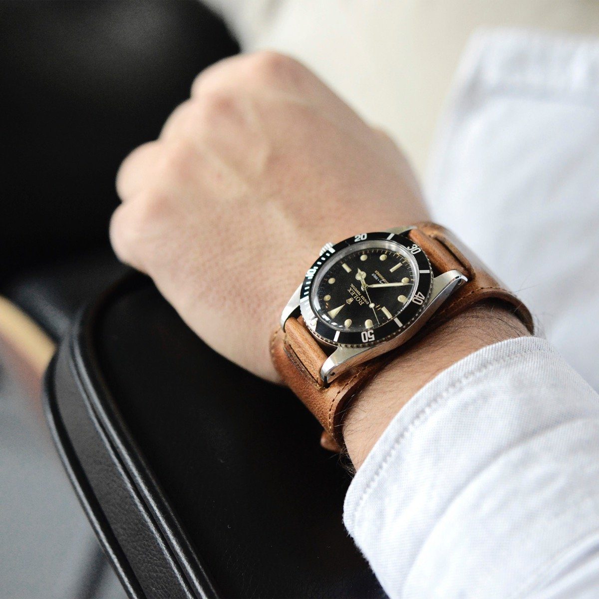 Faccio Brown Leather Bund Strap