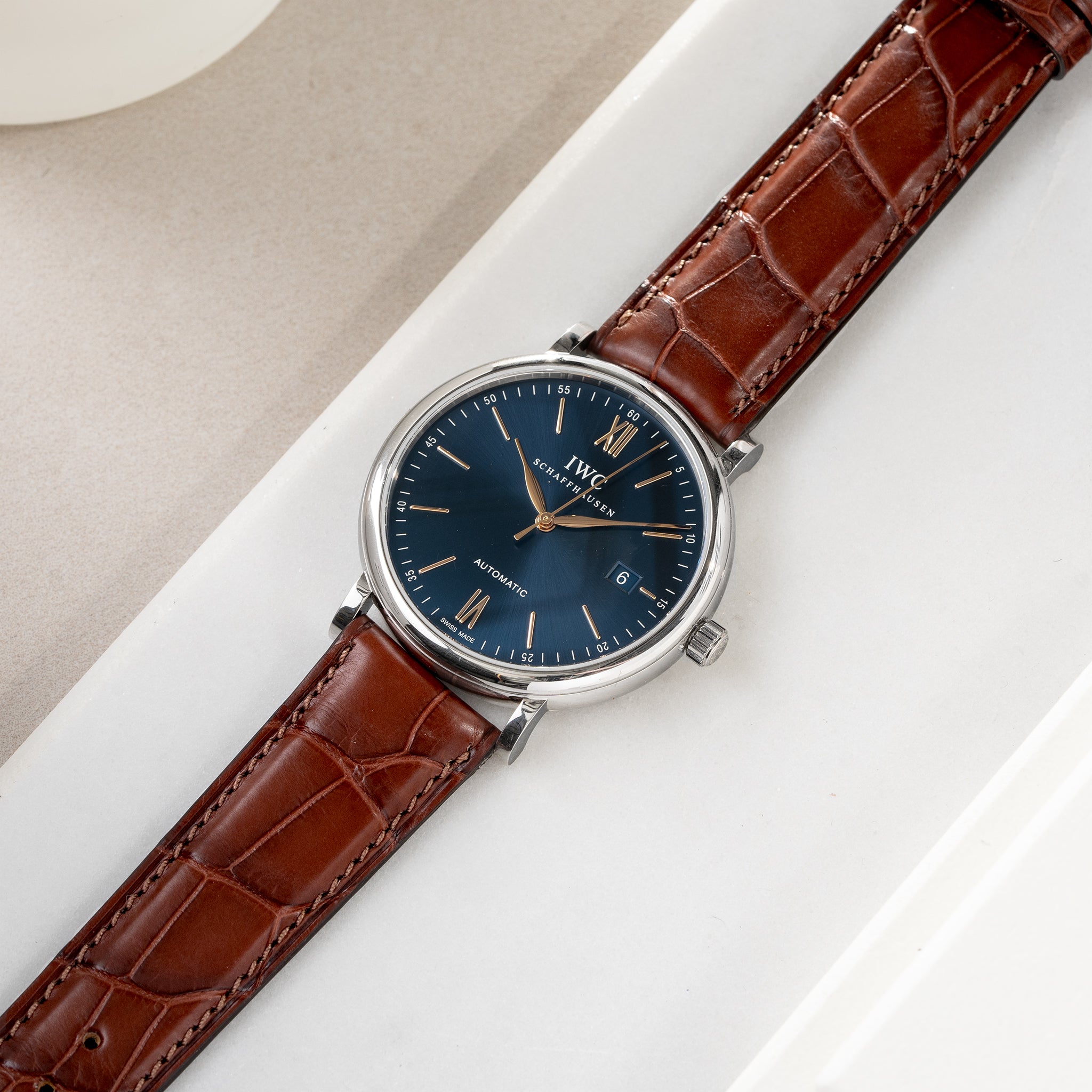 Strap for IWC Portofino - Brown Full Cut Alligator