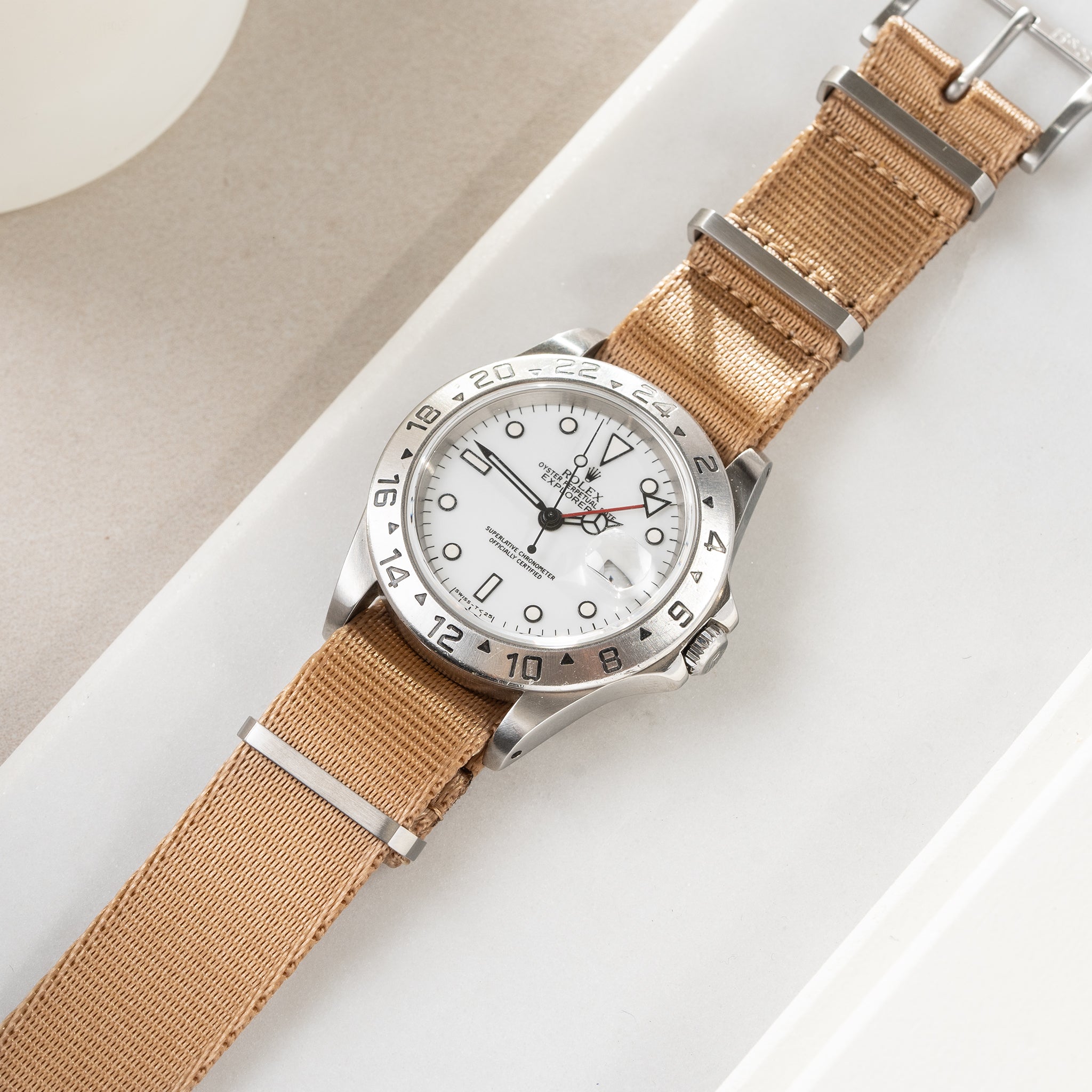 Strap for Rolex Explorer 2 - Nylon Single Pass Coyote Brown (20mm)