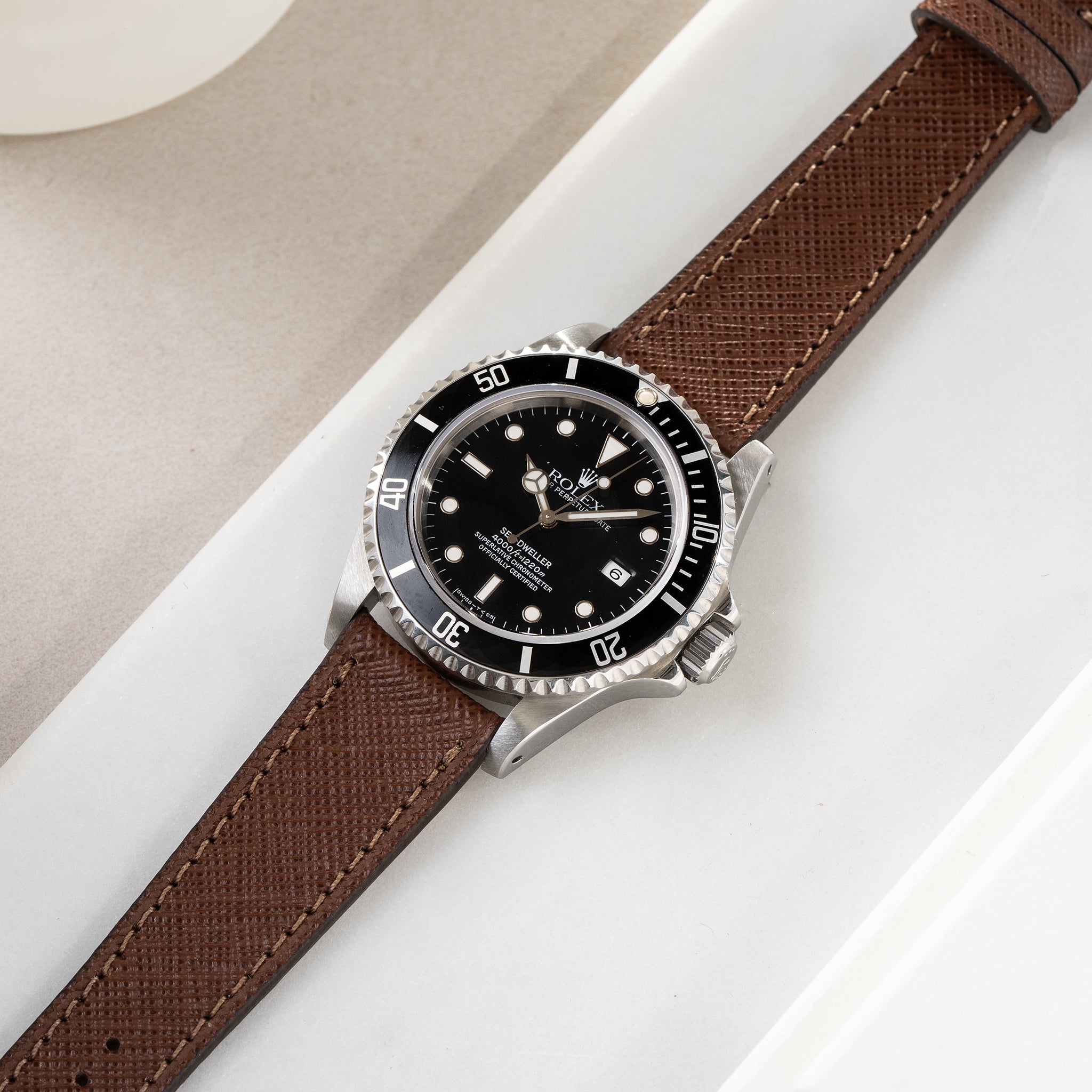 Strap for Rolex Seadweller - Saffiano Brown Leather