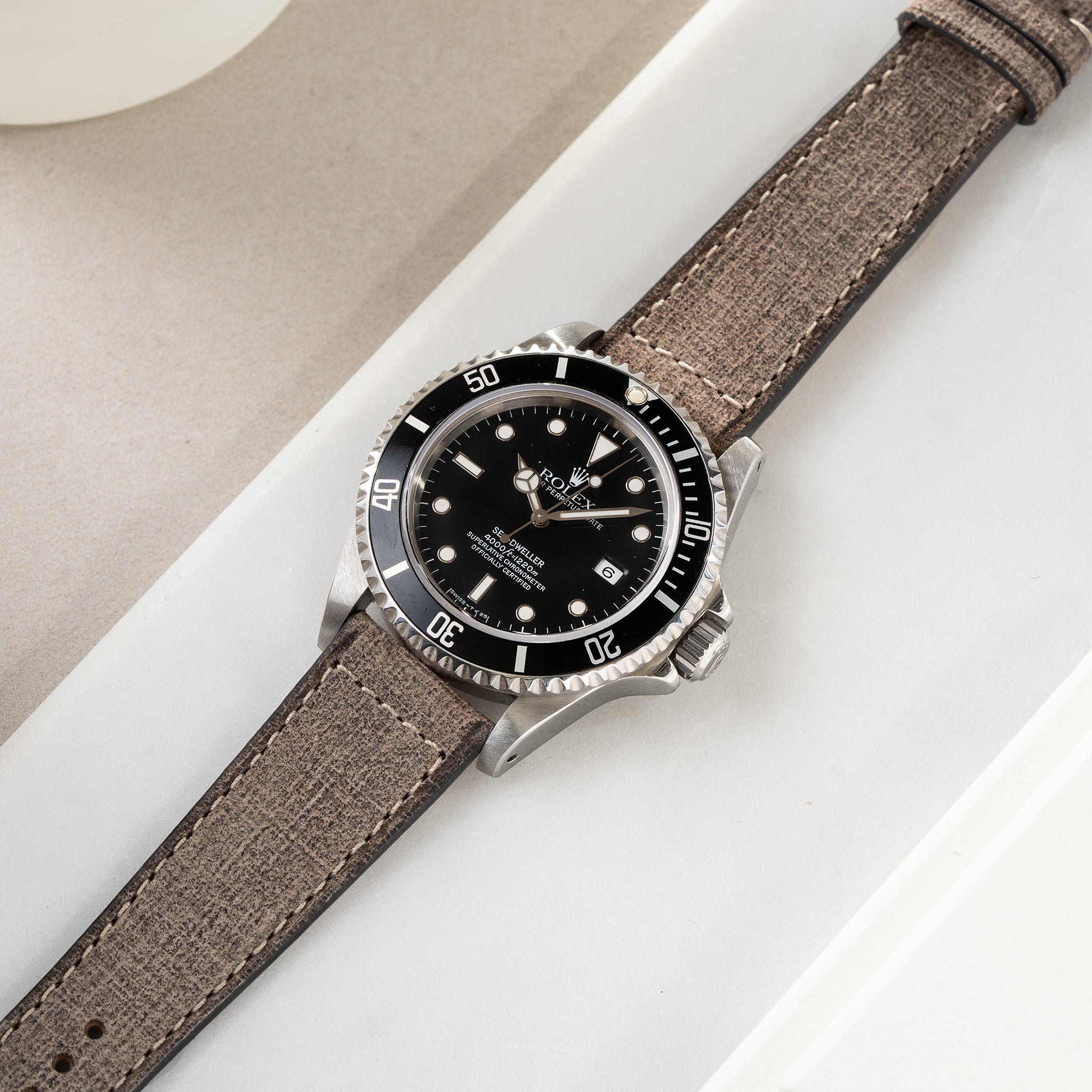 Strap for Rolex Seadweller - Grey Linen Leather