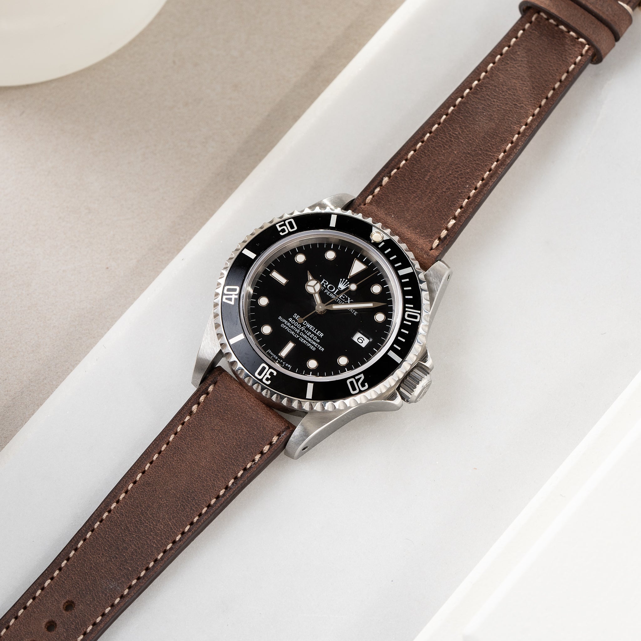Strap for Rolex Seadweller - Dry Soil Brown Leather