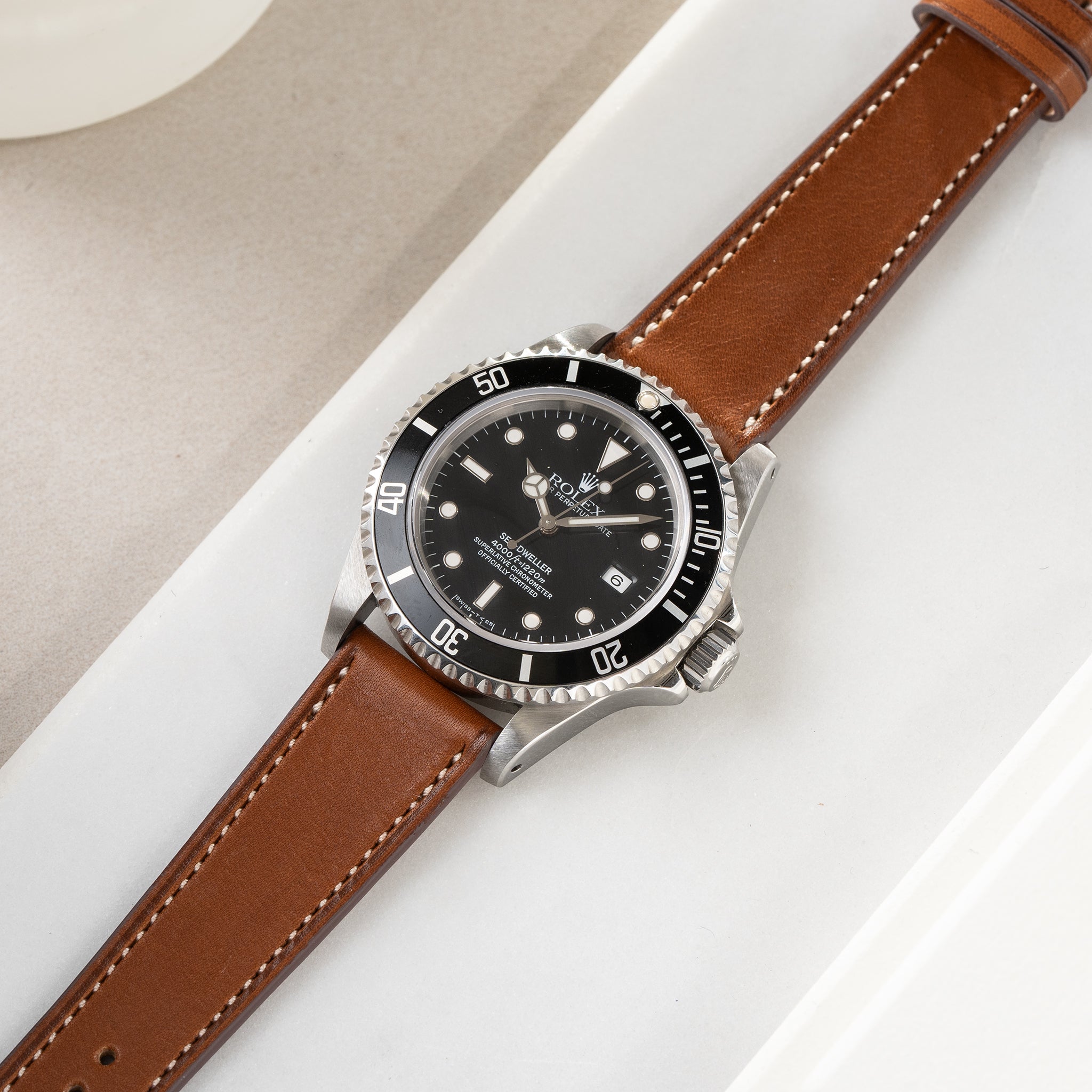 Strap for Rolex Seadweller - Chevalin Cognac Brown Leather