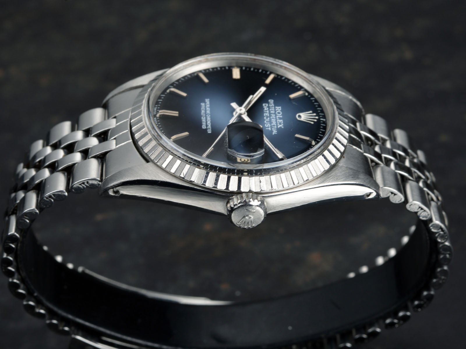 ROLEX 1603 DATEJUST BLACK TRITIUM DIAL