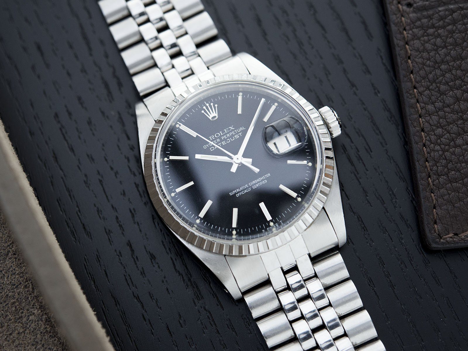 ROLEX 1603 DATEJUST MARBLE BLACK DIAL