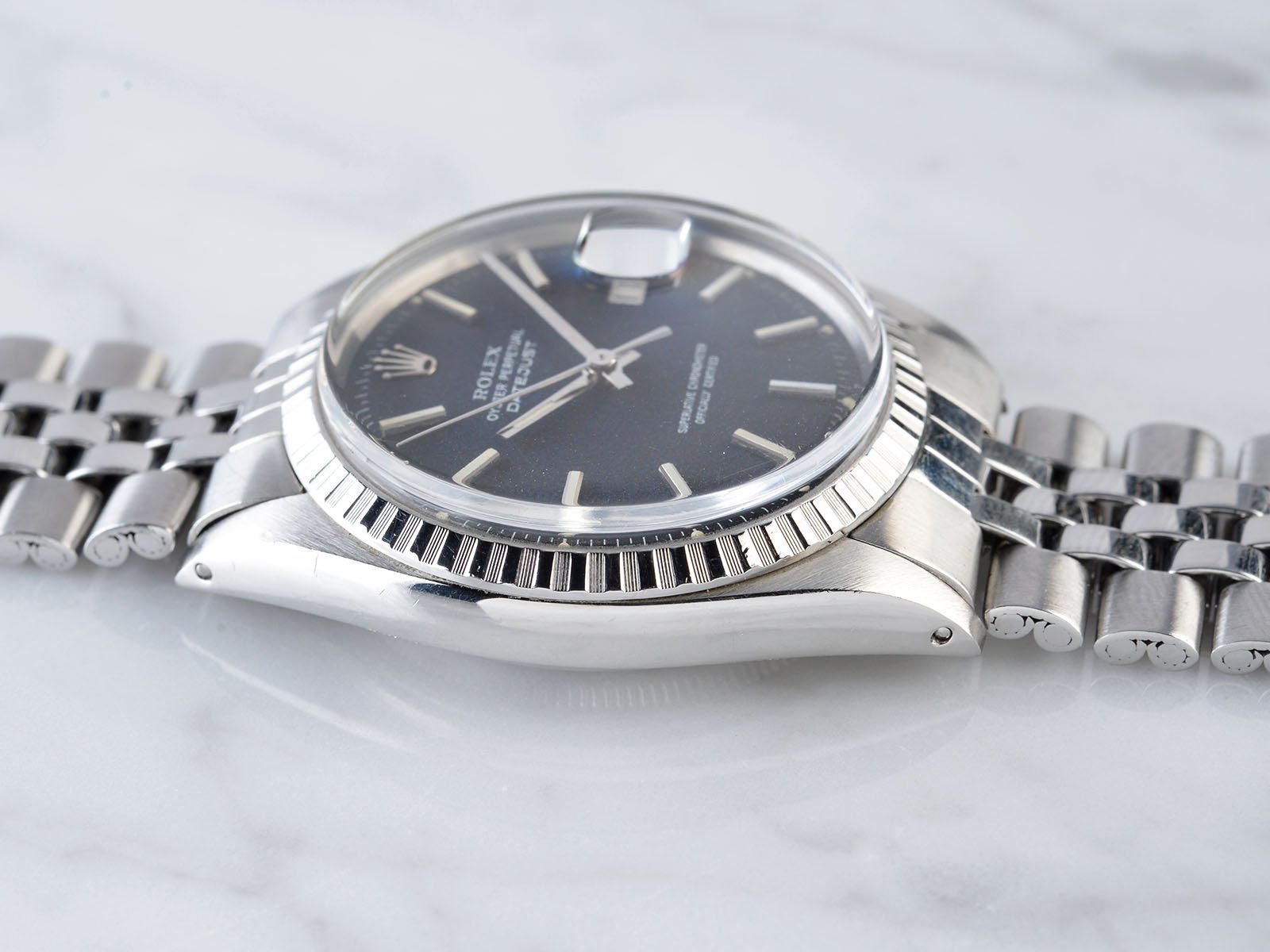 ROLEX 1603 DATEJUST MARBLE BLACK DIAL