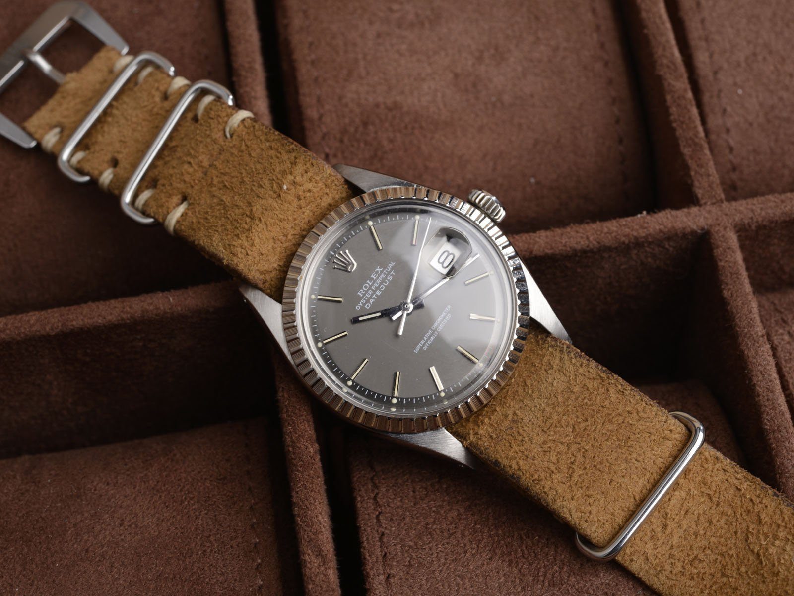 CURATED ROLEX DATEJUST 1600 SHADES OF GREY AND BROWN