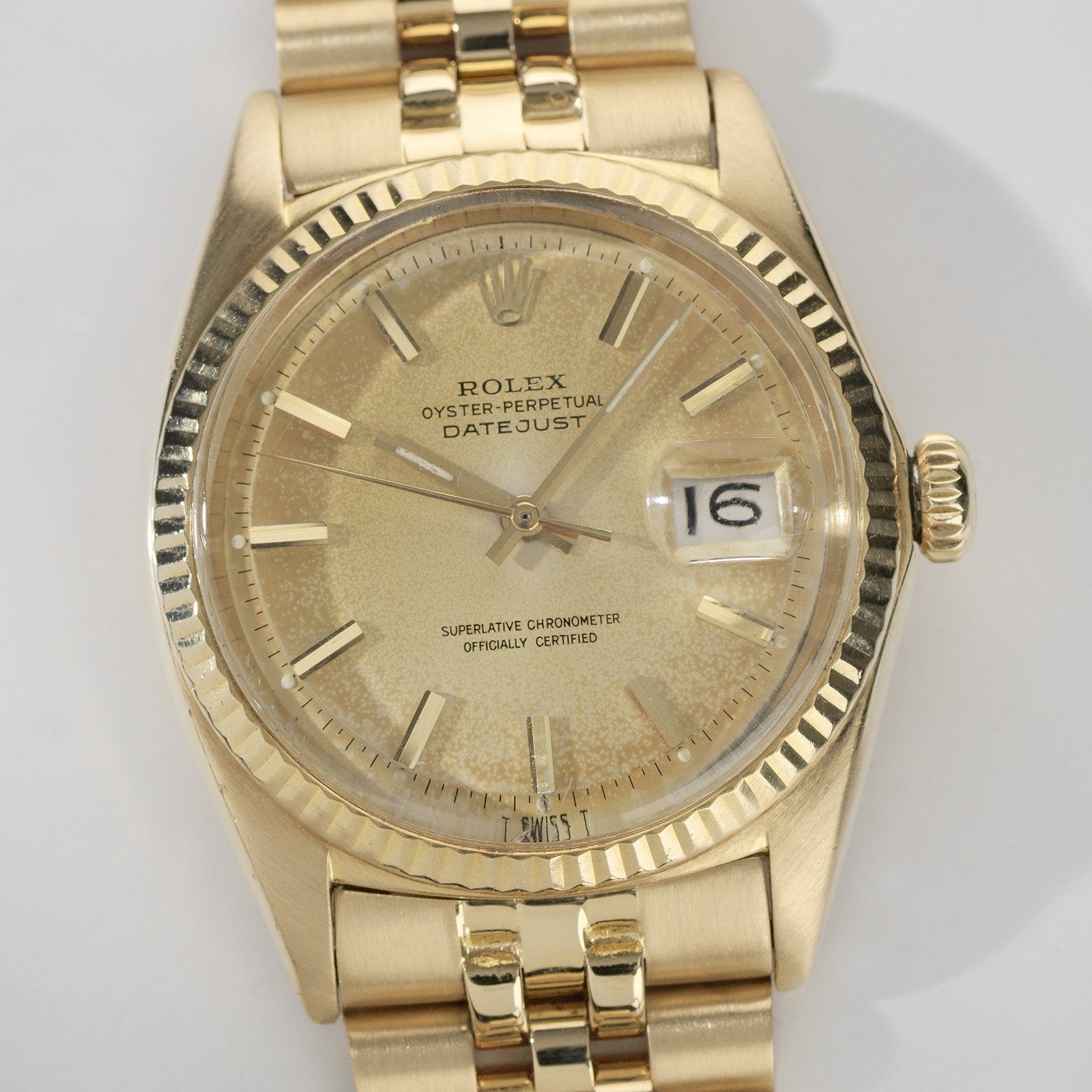 Rolex Datejust Champagne Bubbles Patina Dial Ref. 1601 Yellow Gold