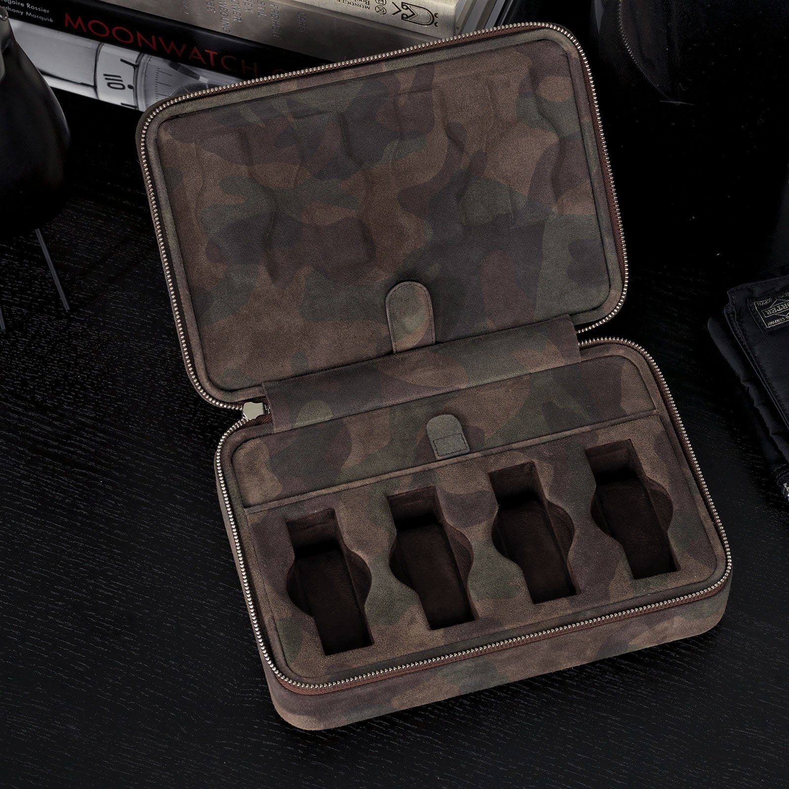 Brown Camo Suede Luxury Leather Watch Box by JPM