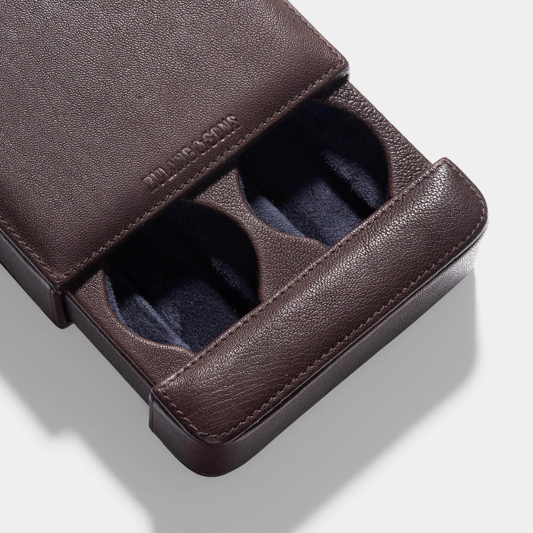 Dark Brown Leather 2 Watch Slider Box