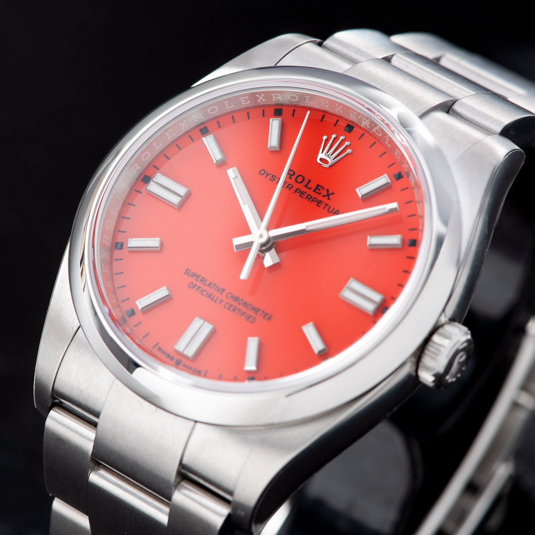 Rolex Oyster Perpetual Ref 126000 Coral Red Stella Dial