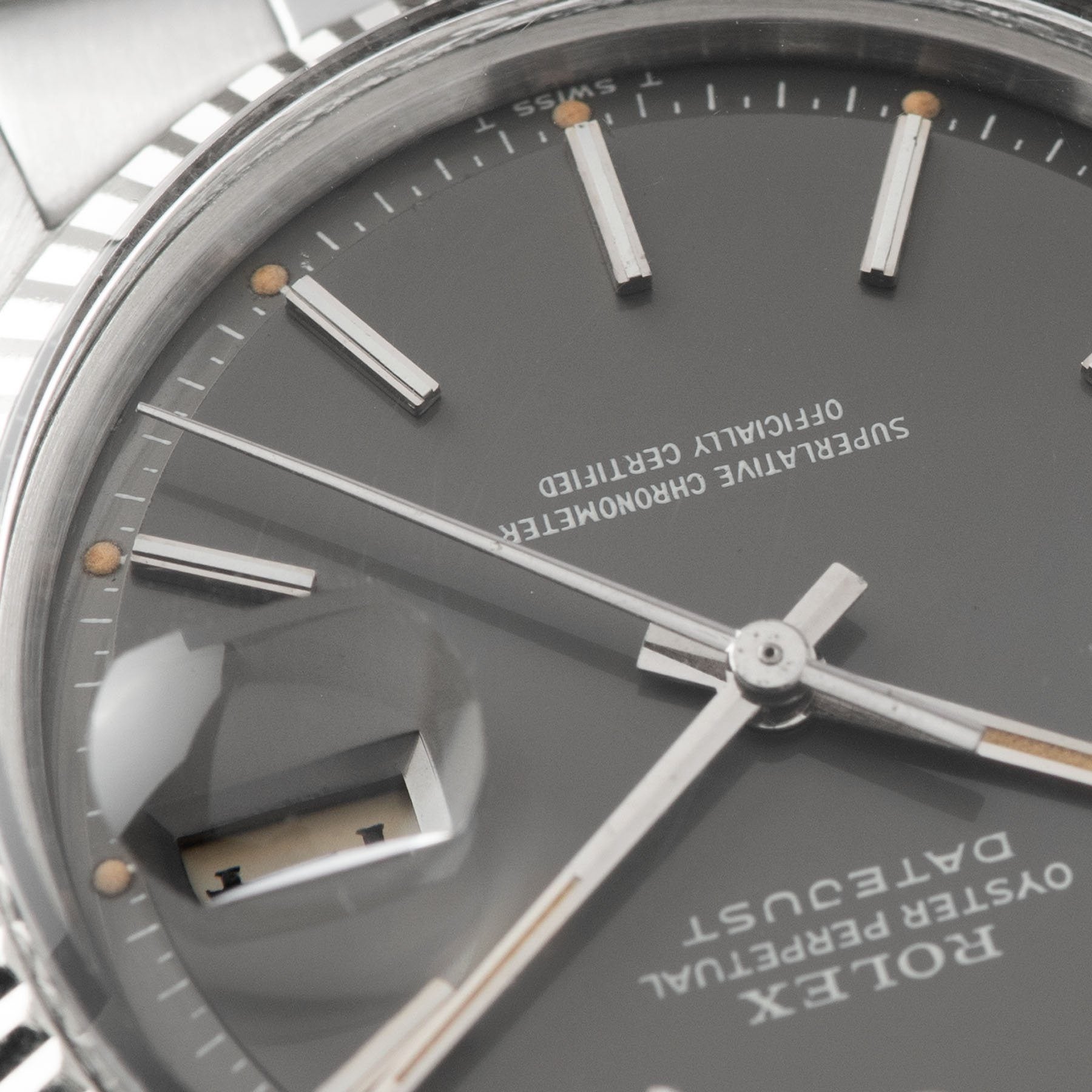 Rolex Datejust 1601 Grey Pie Pan Dial 