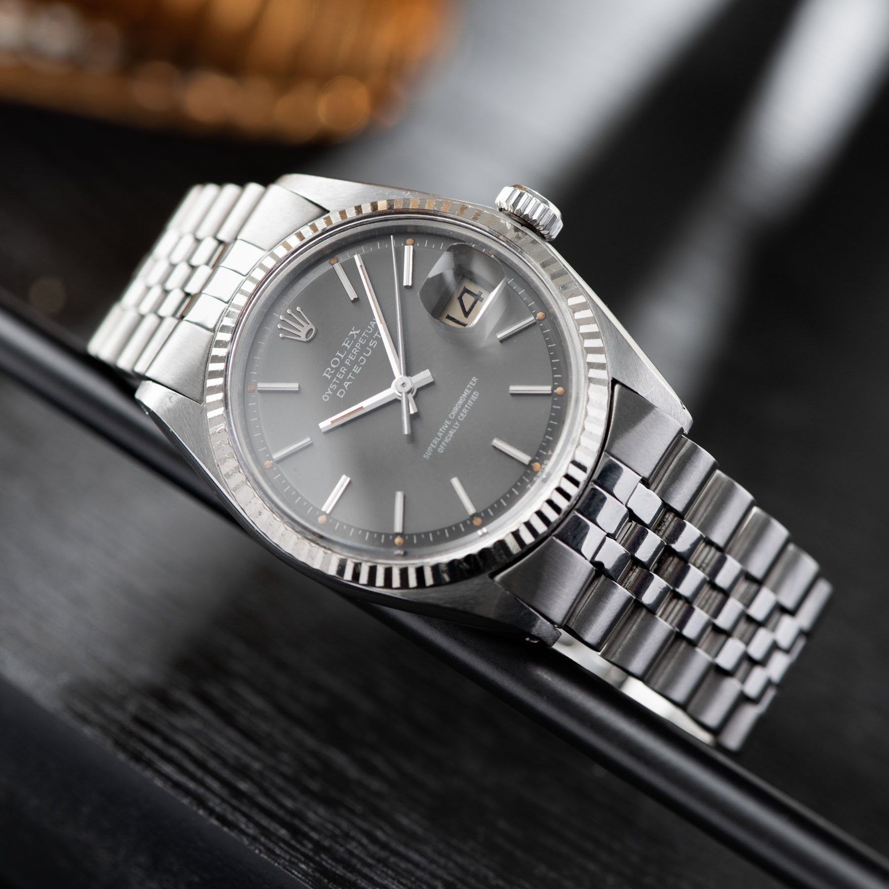 Rolex Datejust 1601 Grey Pie Pan Dial 