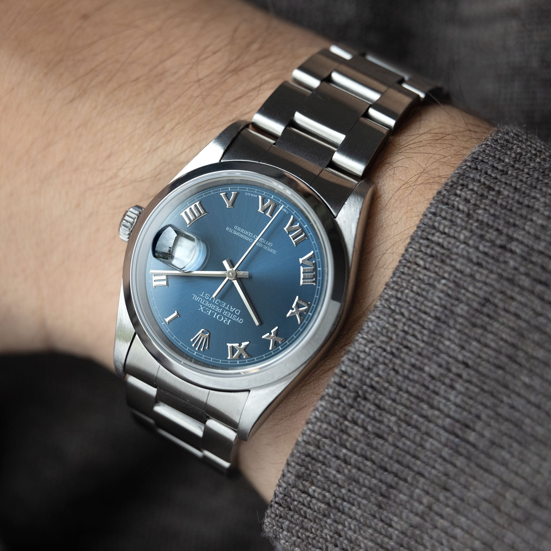 Rolex Datejust Blue Applied Roman Dial 16200