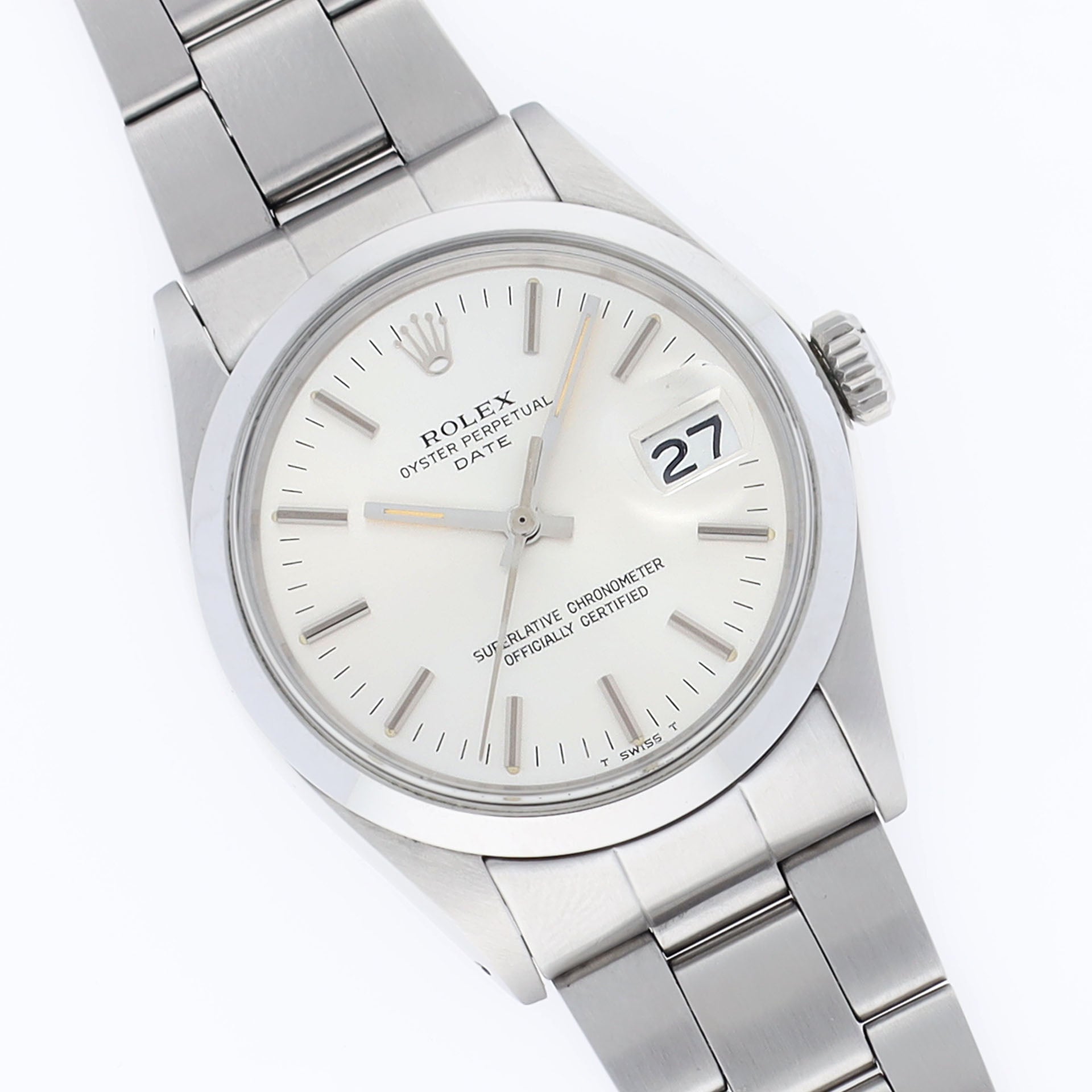 Rolex Oyster Perpetual Date 1500 Silver Soleil Dial 