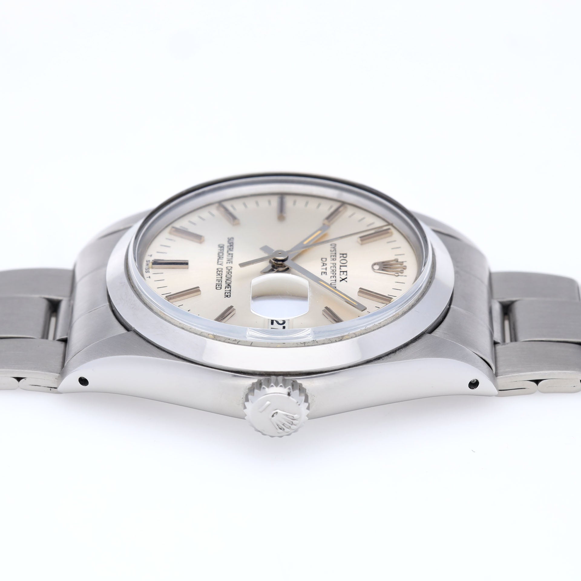 Rolex Oyster Perpetual Date 1500 Silver Soleil Dial 