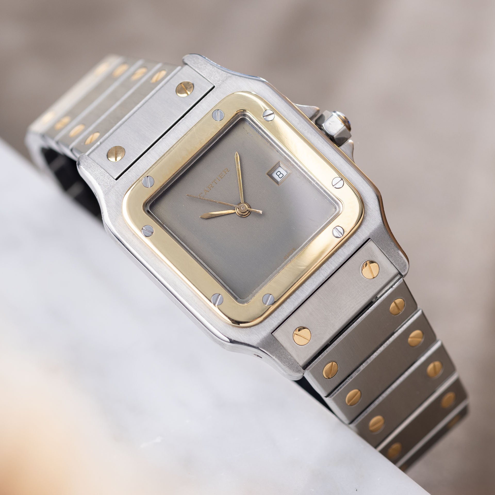Cartier Santos 2961 Steel and Gold with Slate Grey Dial 