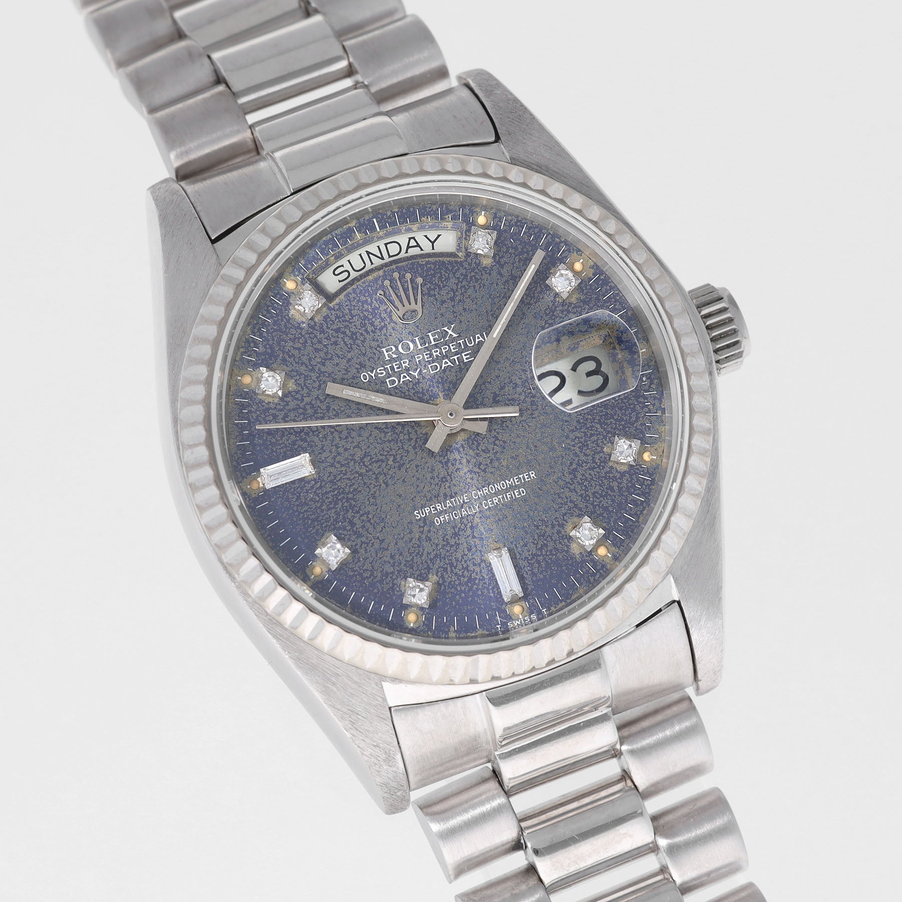 Rolex Day-Date ref. 18029 White Gold Blue Jeans Dial